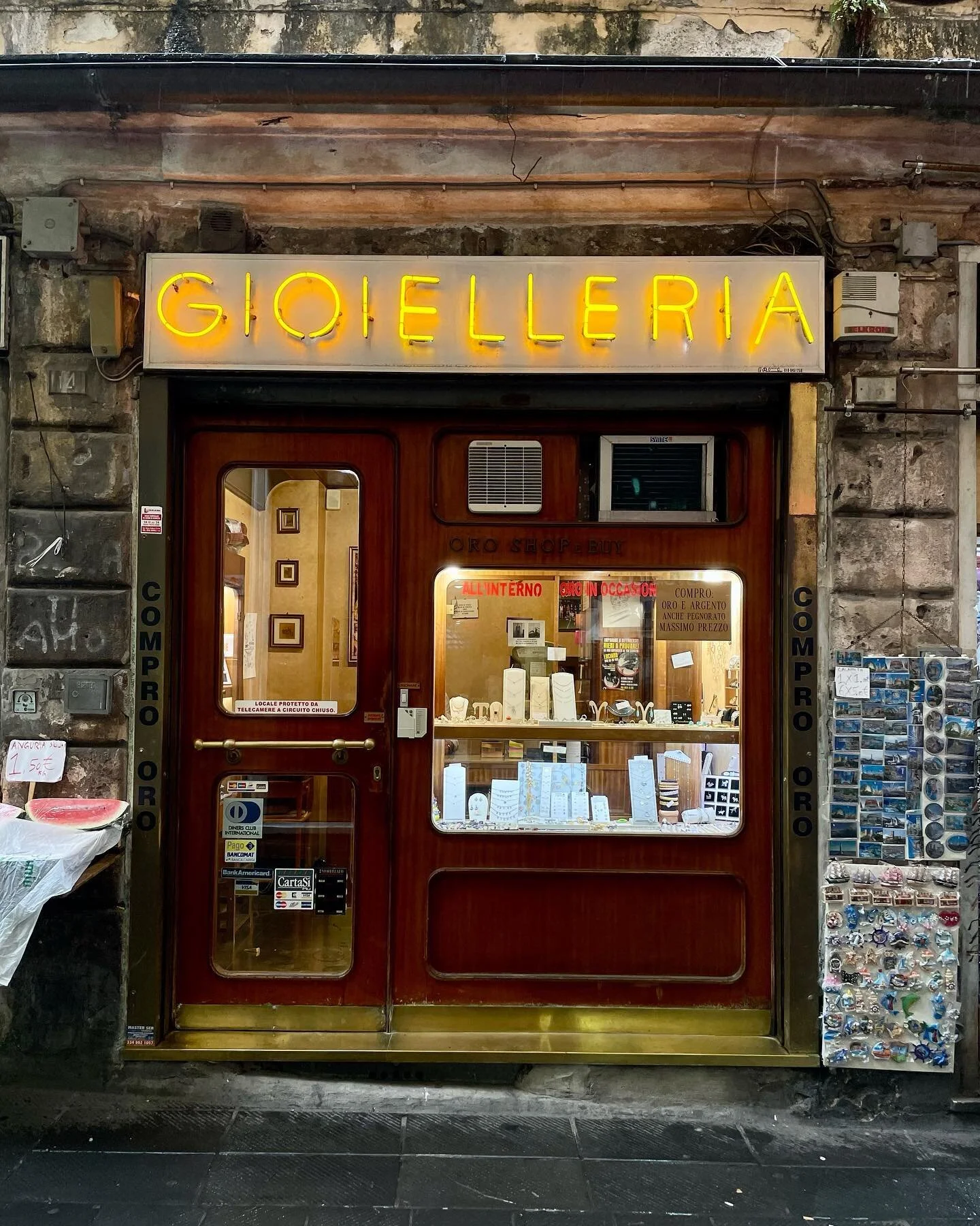 Shop fronts of Genoa, Italy.