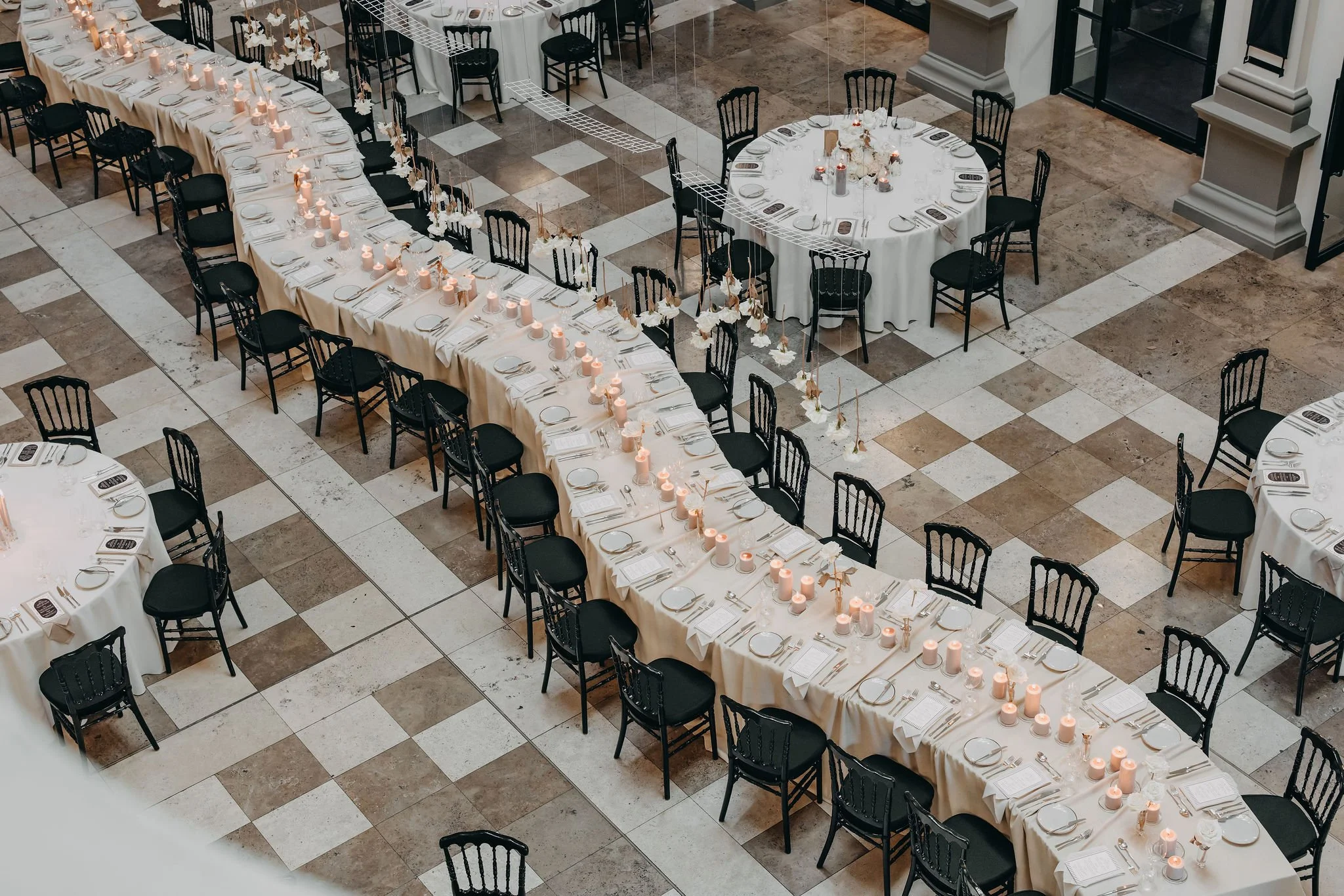 Serpentine Steph Table wedding layout at the State Buildings