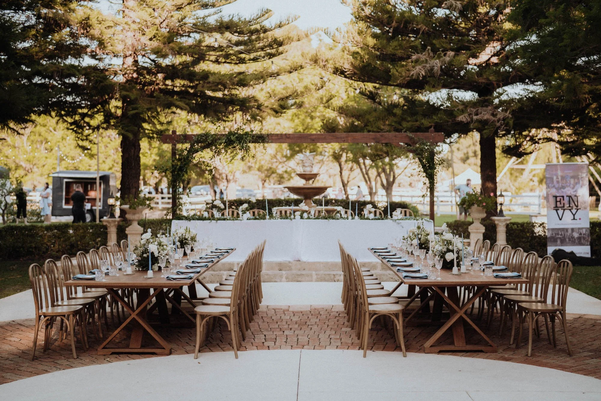 Audrey Arch used as a wedding head table backdrop