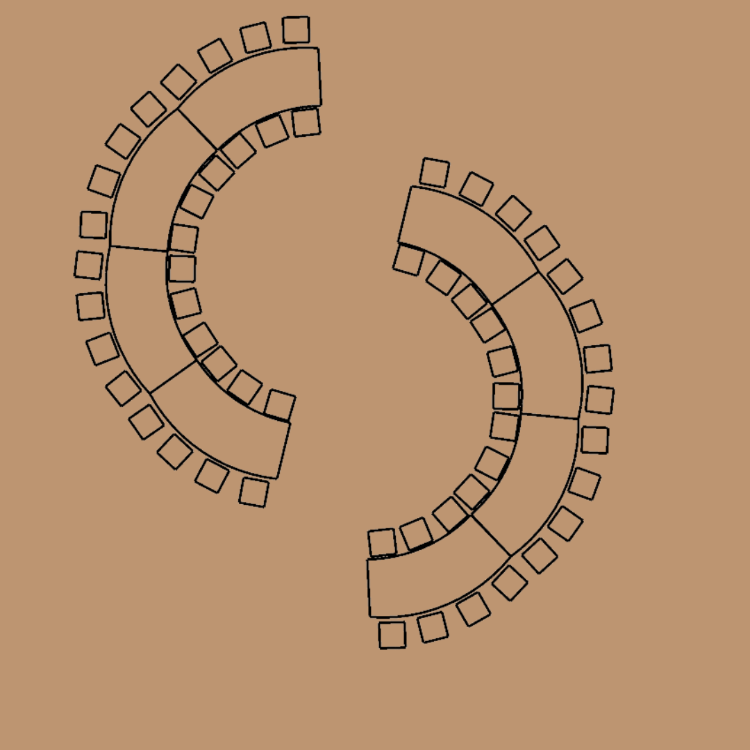 42 – 70 Guest Off-Centre Double Open-Circle Wedding Table Floor Plans