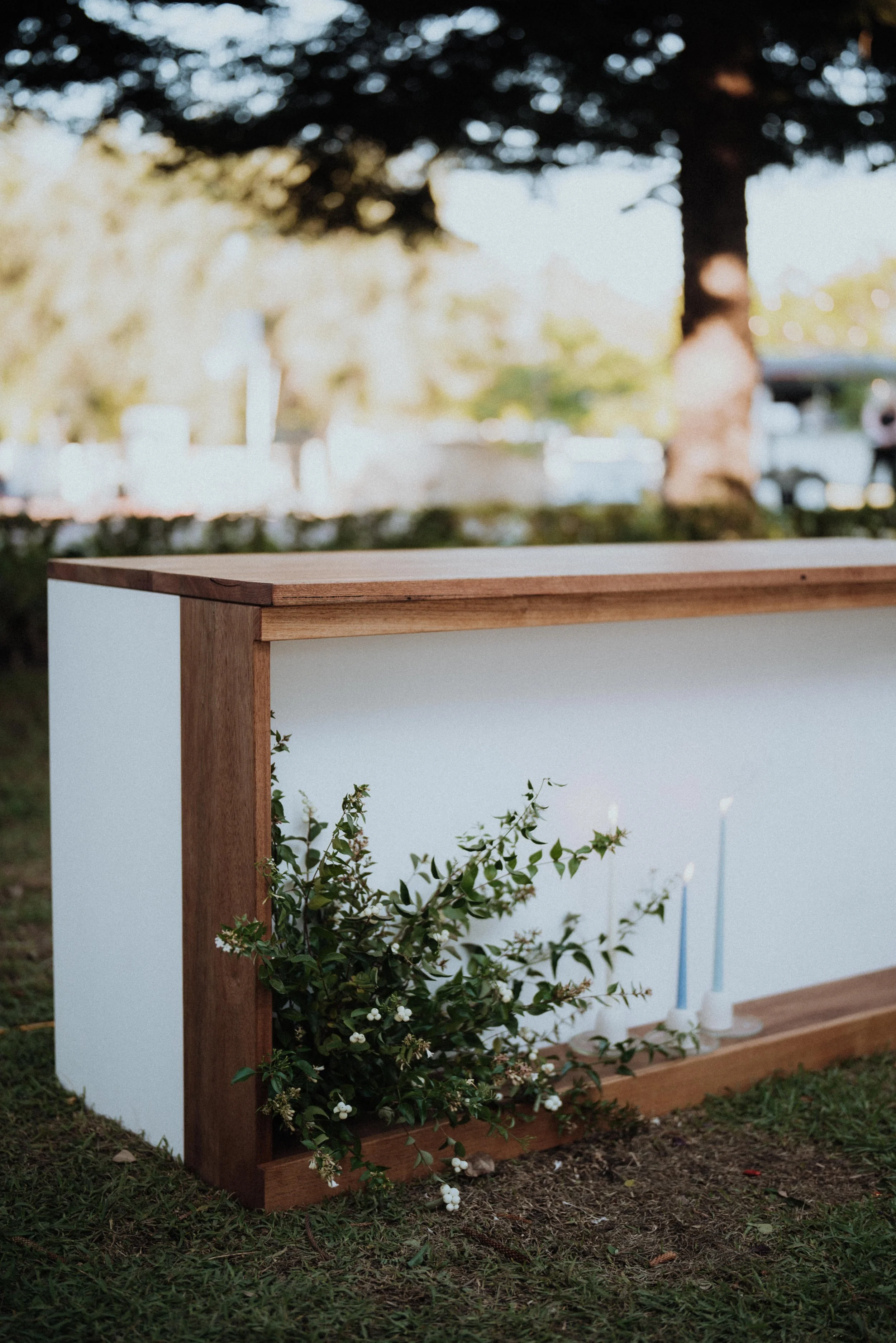 Oak Frame timber bar at a wedding reception