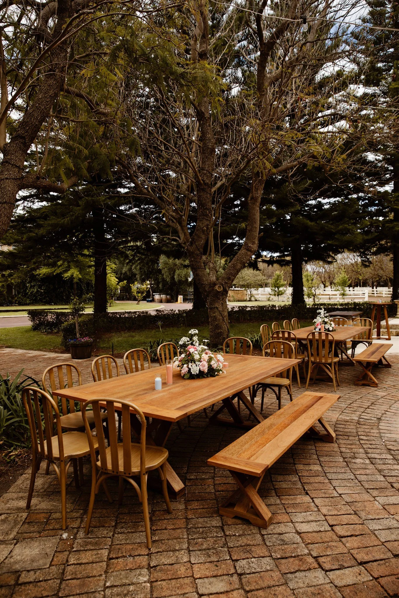 Miranda Table and Harriet Bench seats for a cocktail reception
