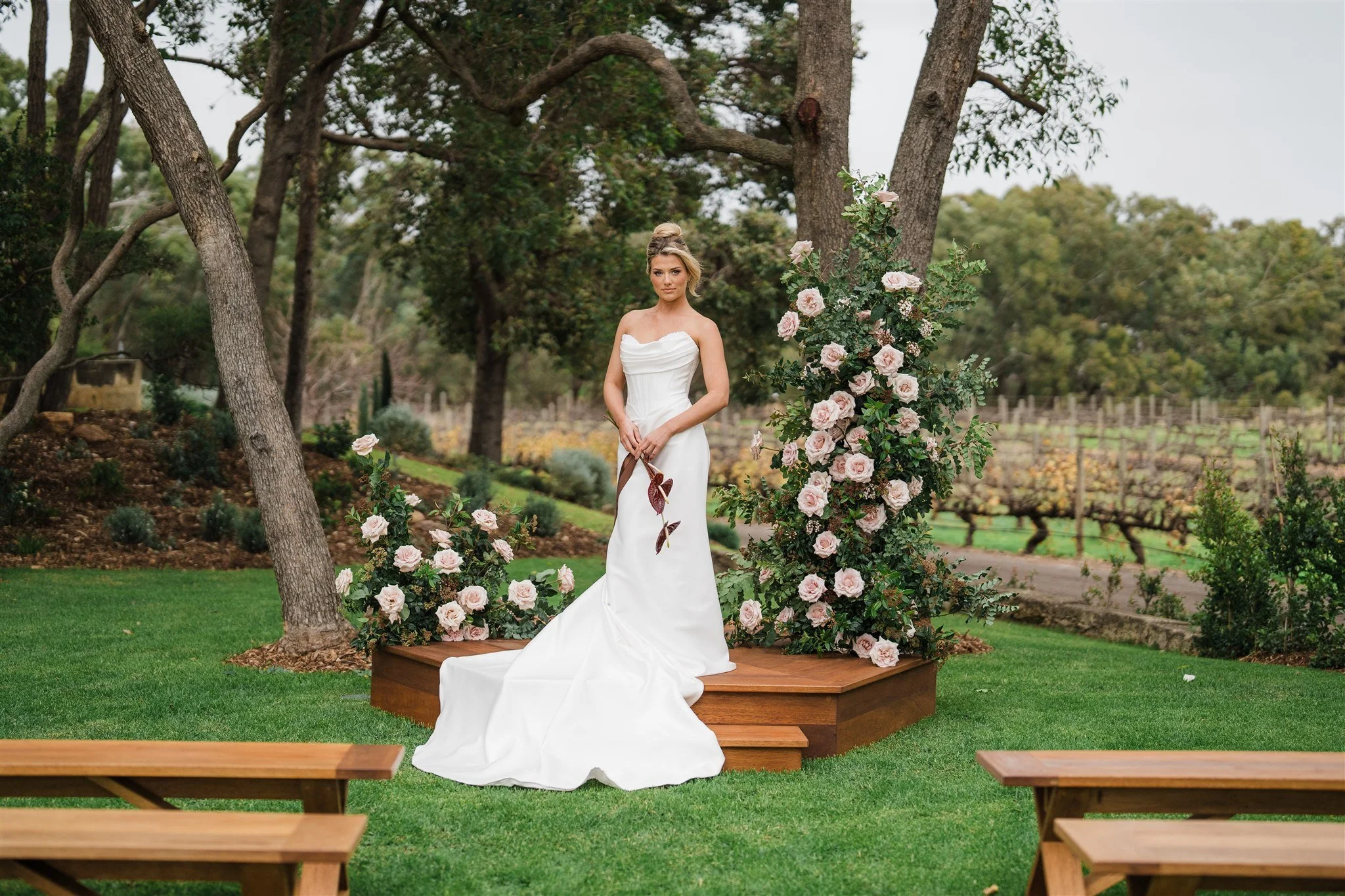Bride standing on the stage at Balmain Estate