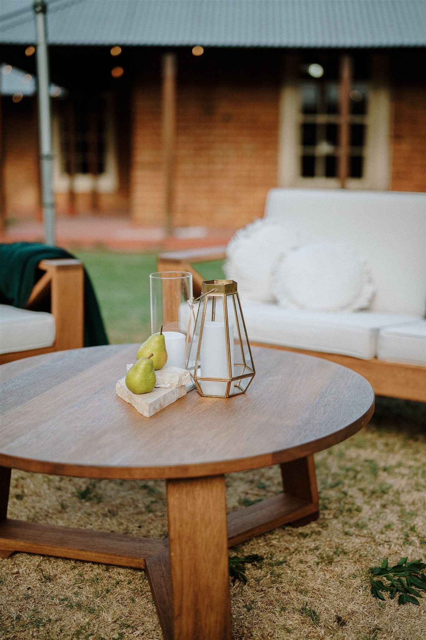Lizzie coffee table paired with Cross Oak Couch