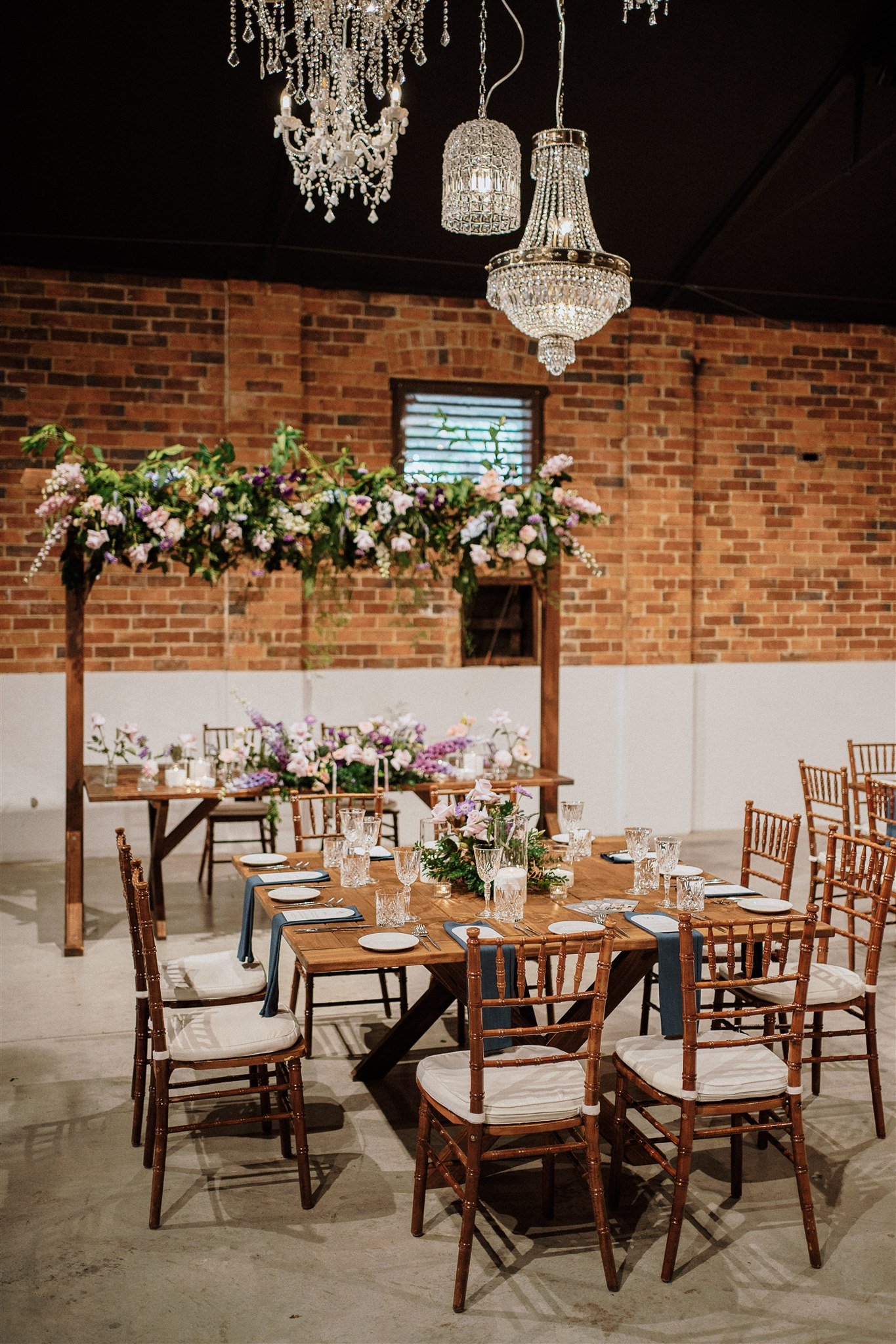 Lara square wedding table with timber chairs