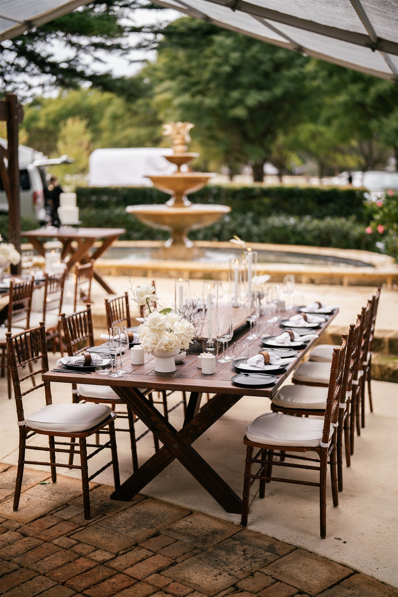 Walnut tiffany chairs set on the Dennis Table
