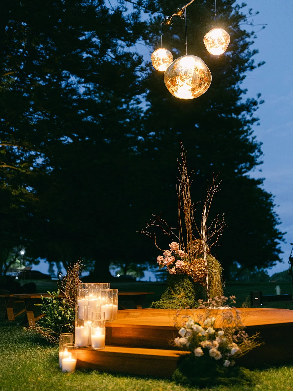 Evening wedding ceremony at Nikola Estate
