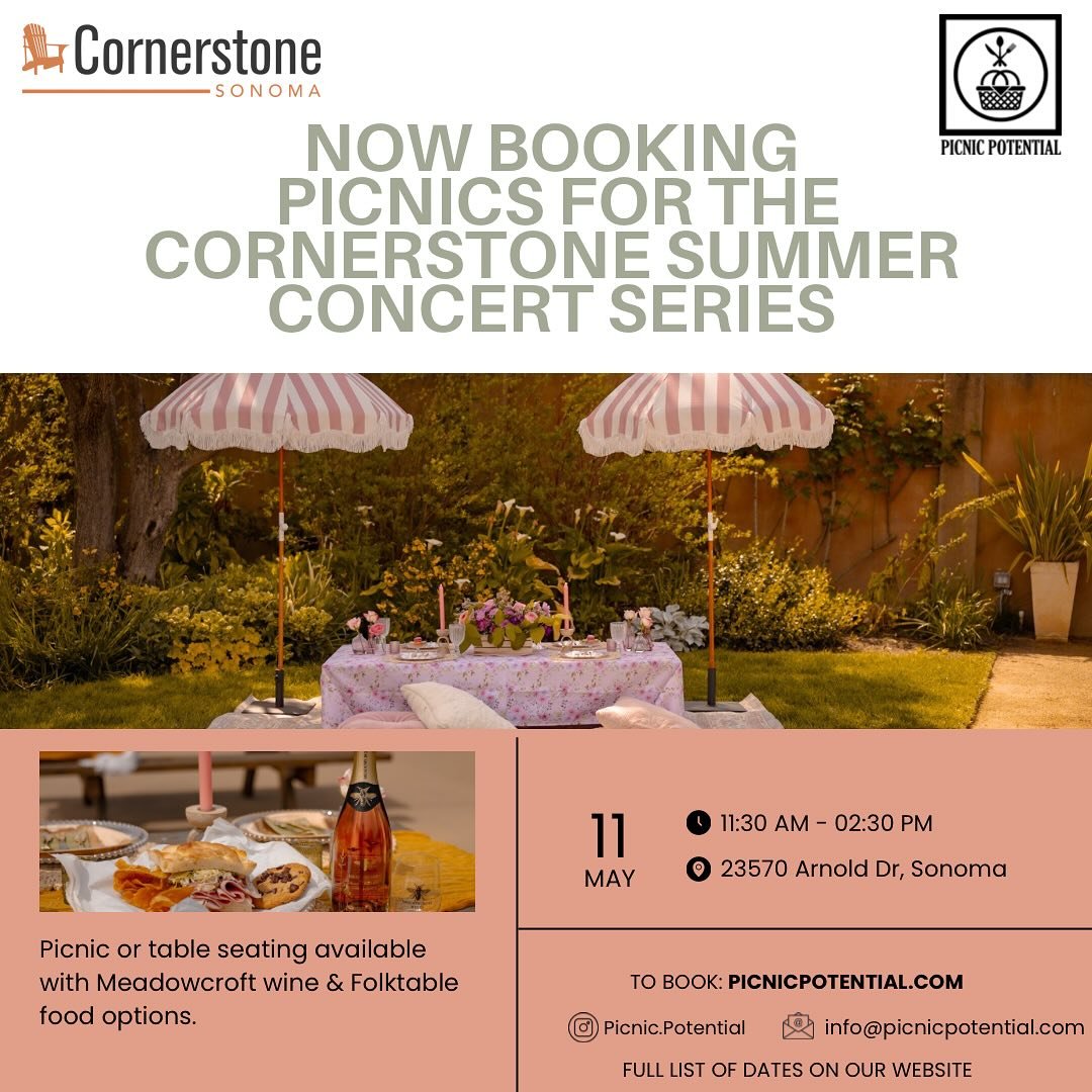 ⭐️⭐️⭐️Announcement⭐️⭐️⭐️
This year we are excited to announce a partnership with Cornerstone for the summer concert series which&nbsp;kicks off May 11th.&nbsp;

Picnic Potential will provide a picnic option and a table option for those who will be at
