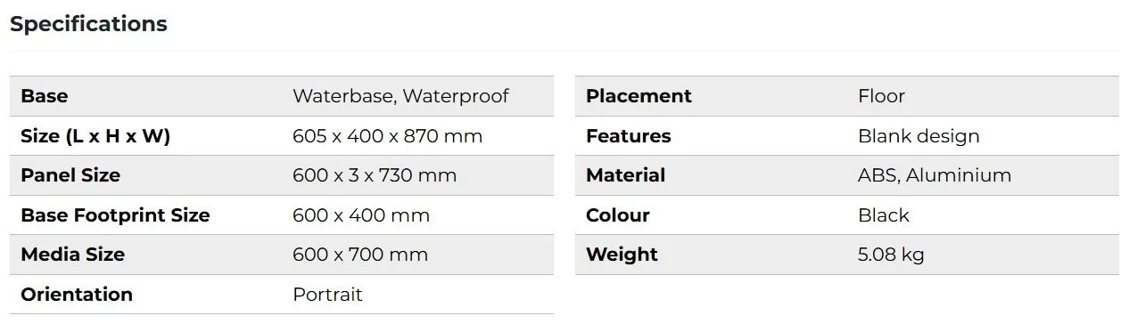 Outdoor Sign with Water Base Stand_SPECS.jpg