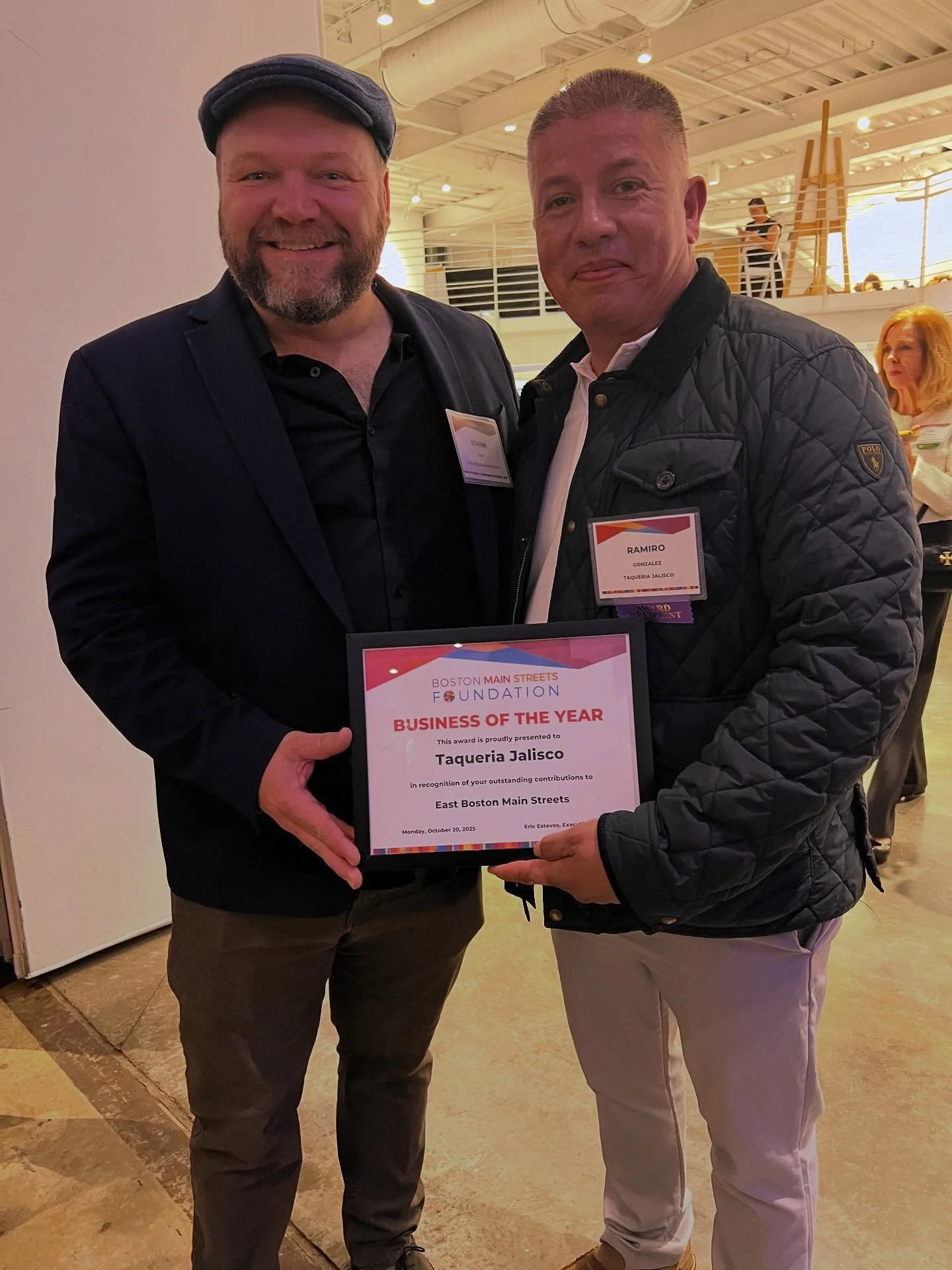 🎉Congratulations to Ramiro Gonzalez and the entire team from Taqueria Jalisco, which was recognized as Business of the Year from East Boston at the Boston Main Streets Foundation Awards last night. Patricia Asunción Santana was selected as Vo