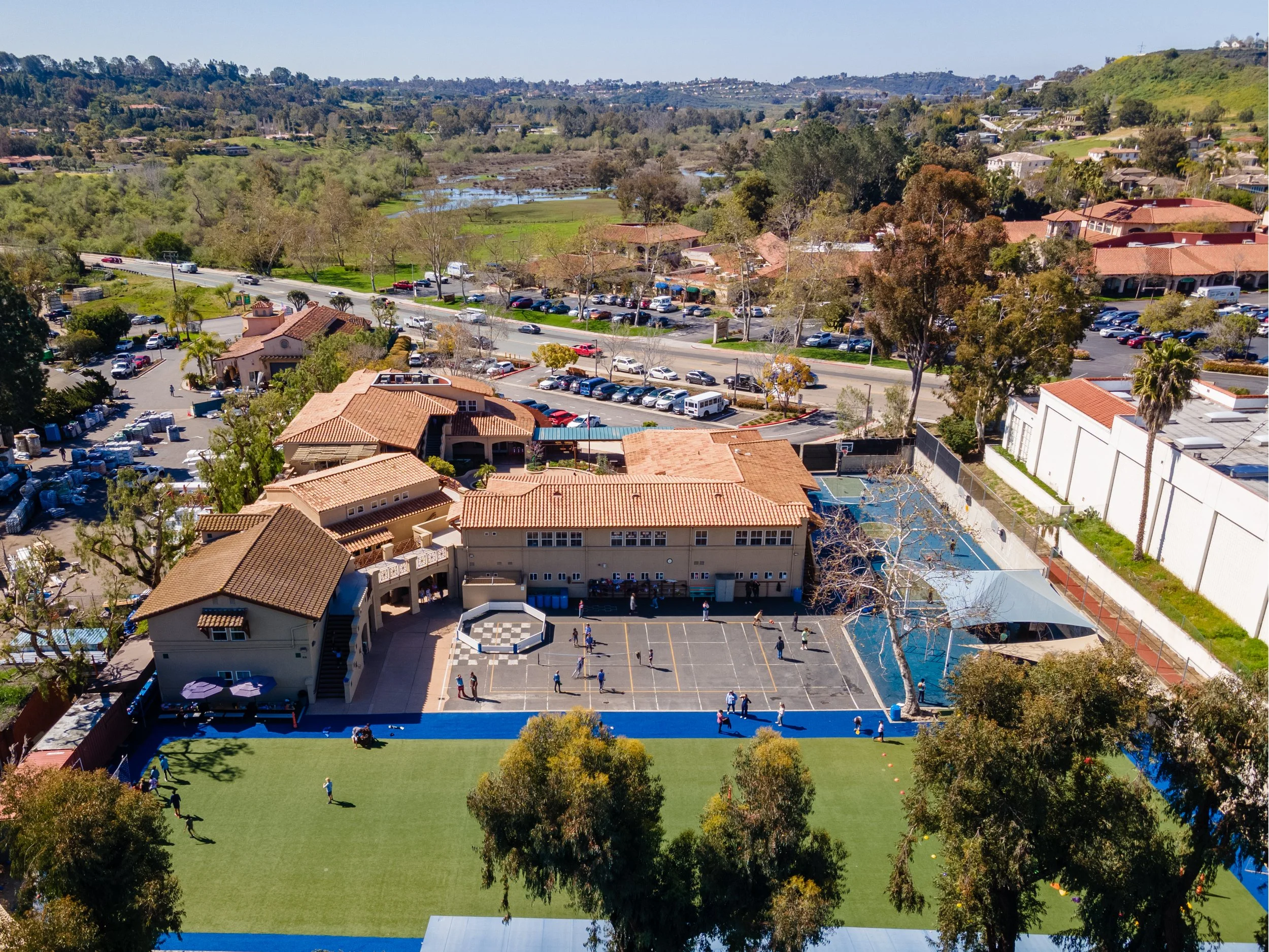 Rhoades school campus drone photo