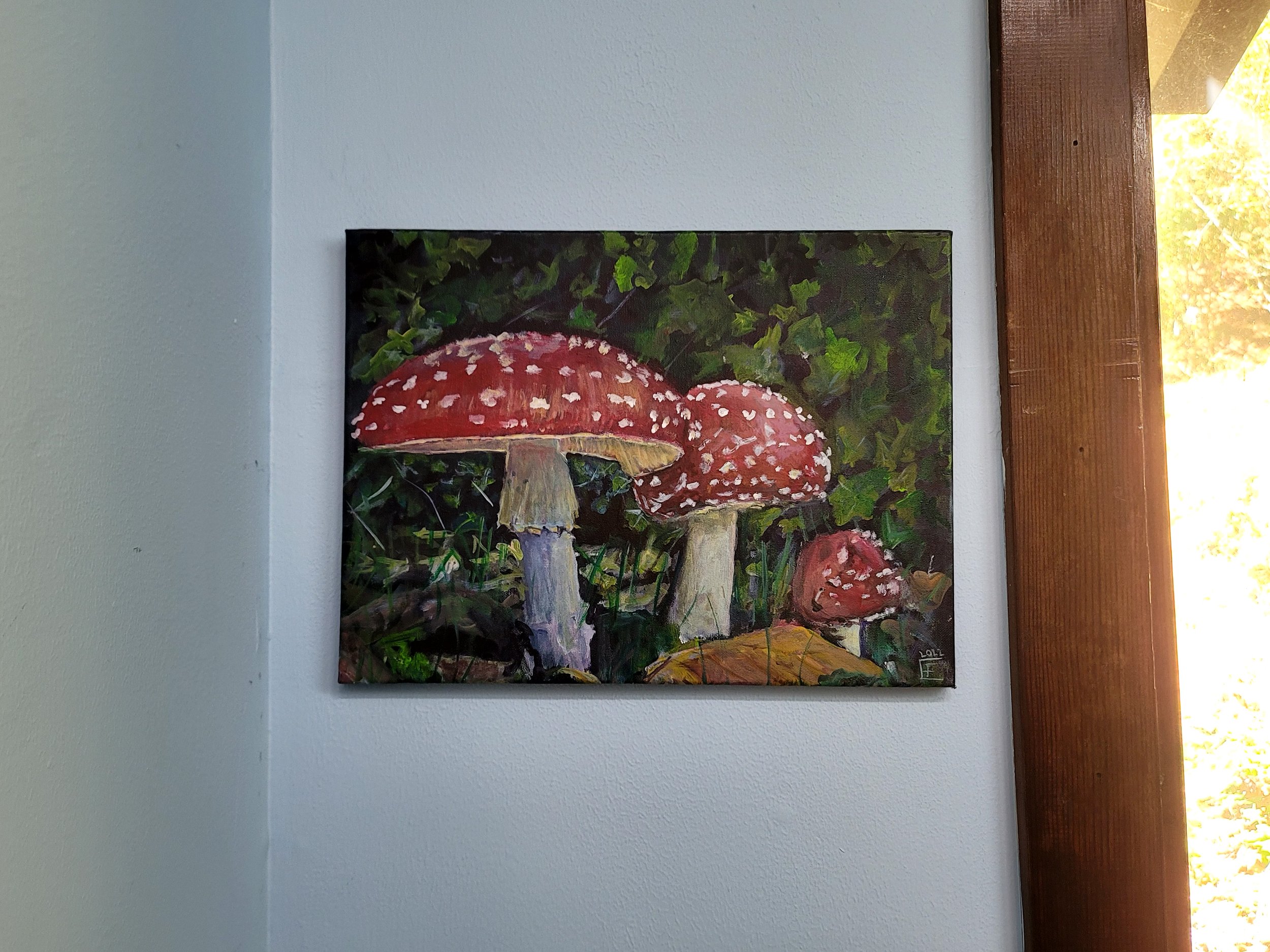 3 Mushrooms I (Freedom Series) 12x16, acrylic, canvas.