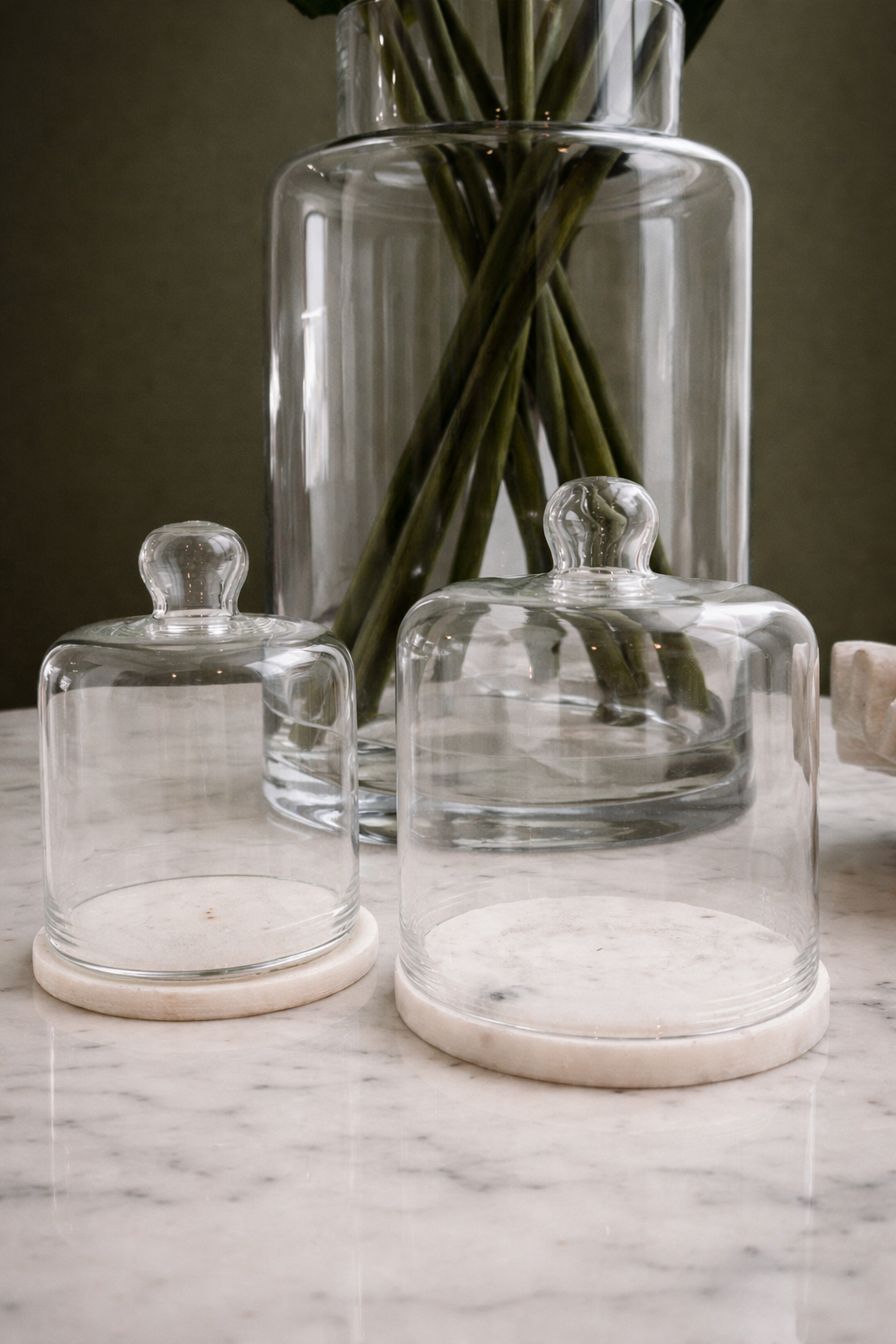 Glass Cloche & Marble Base