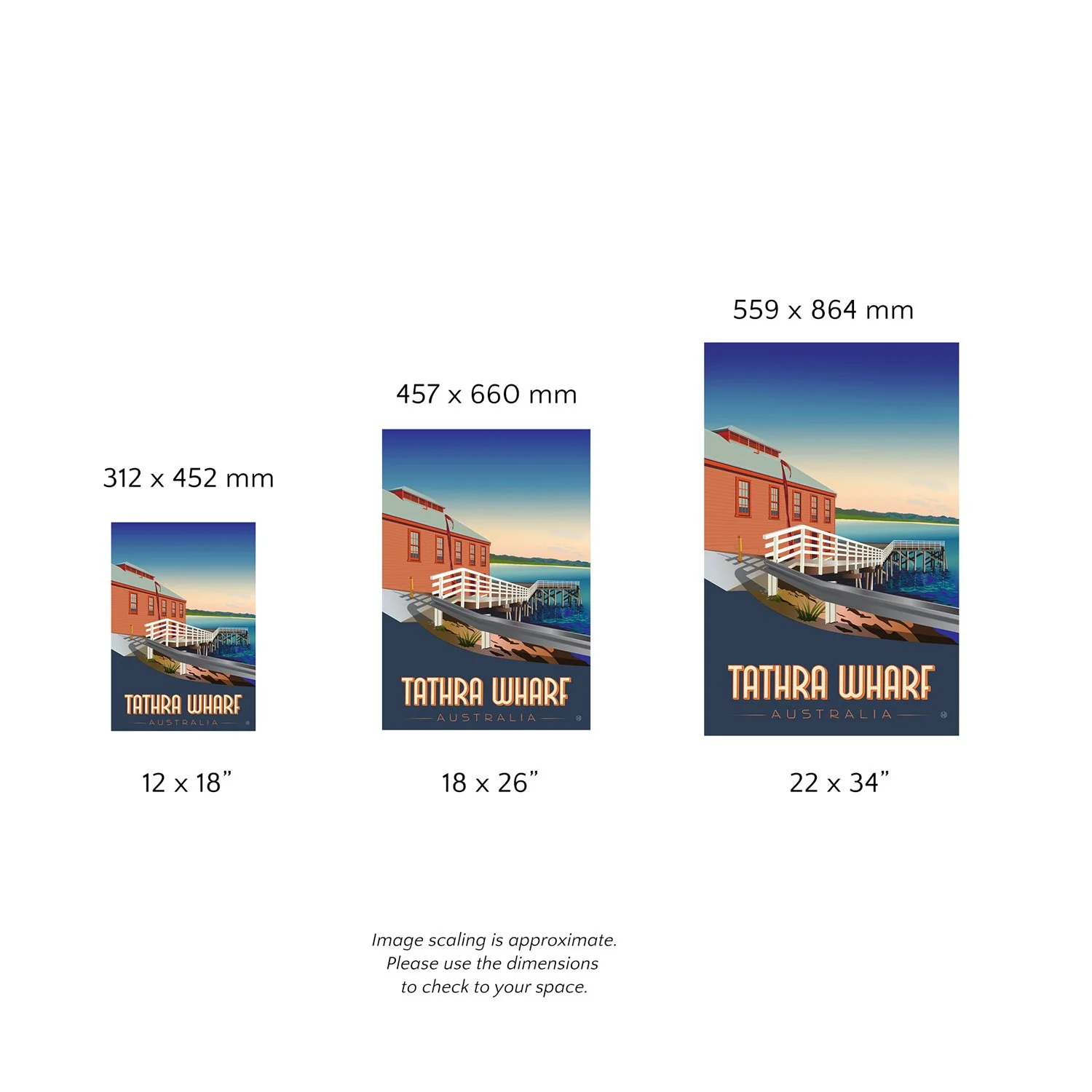 Tathra wharf travel print in three sizes