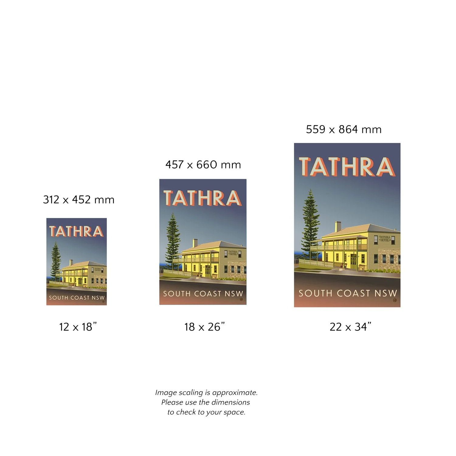 Tathra hotel travel print sizes