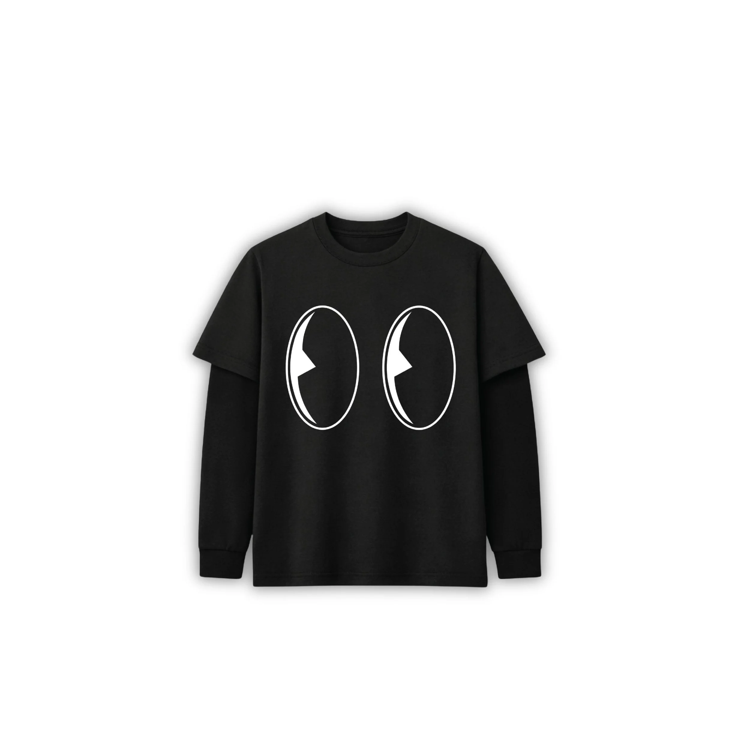 'Globey Eyes' Double Layered Black Tee