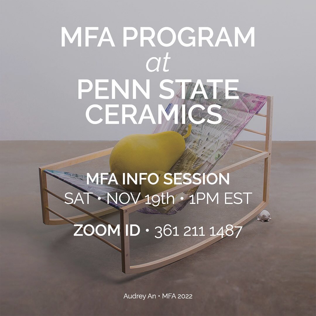 💥 Join us this Saturday, Nov 19th &bull; 1PM EST for our MFA Program Info Session! 💥 

Meet our ceramics area faculty and current grads to get to know more about our program! Hope you consider us for this upcoming Fall! 🤍

📸 &bull; @audrey.an 

#