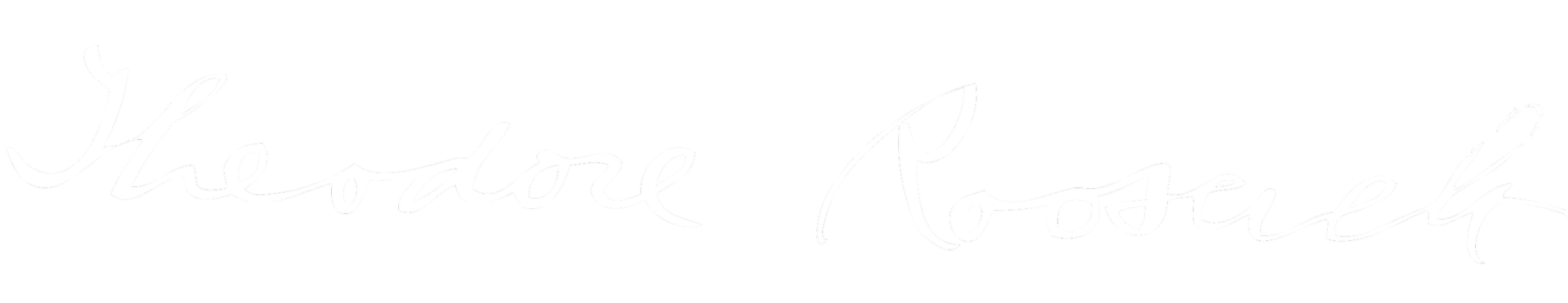 The words 'Theodore Roosevelt' written in white cursive text on a black background.