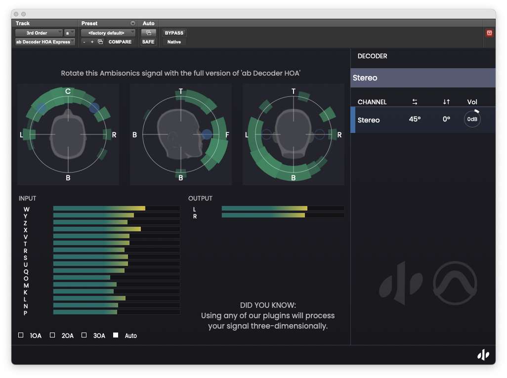ab Decoder HOA Express for Avid Pro Tools.