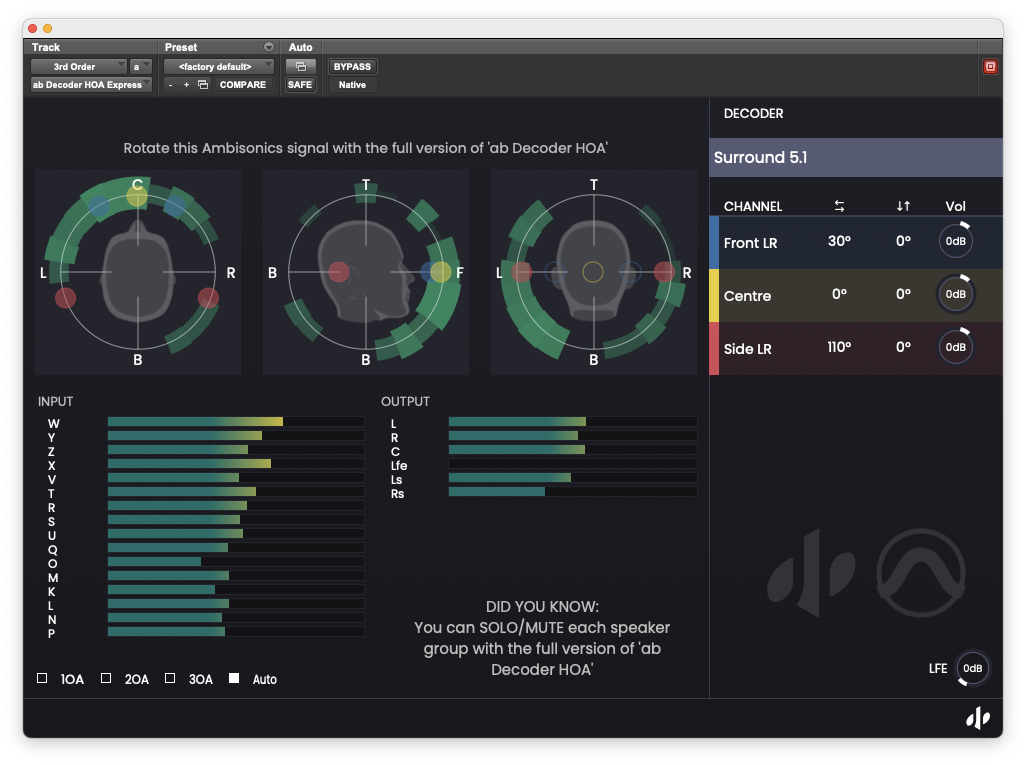 ab Decoder HOA Express for Avid Pro Tools.