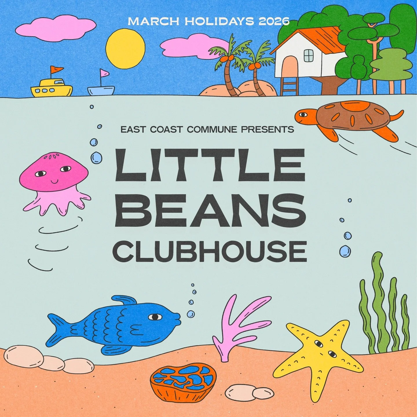 🌱 Little Beans Clubhouse is back this March Holidays at East Coast Commune!

Join us for two playful sessions designed for little explorers to create, discover, and have fun together.

Sensory Play Session &ndash; 18 Mar (Wed), 10am&ndash;11am
Littl