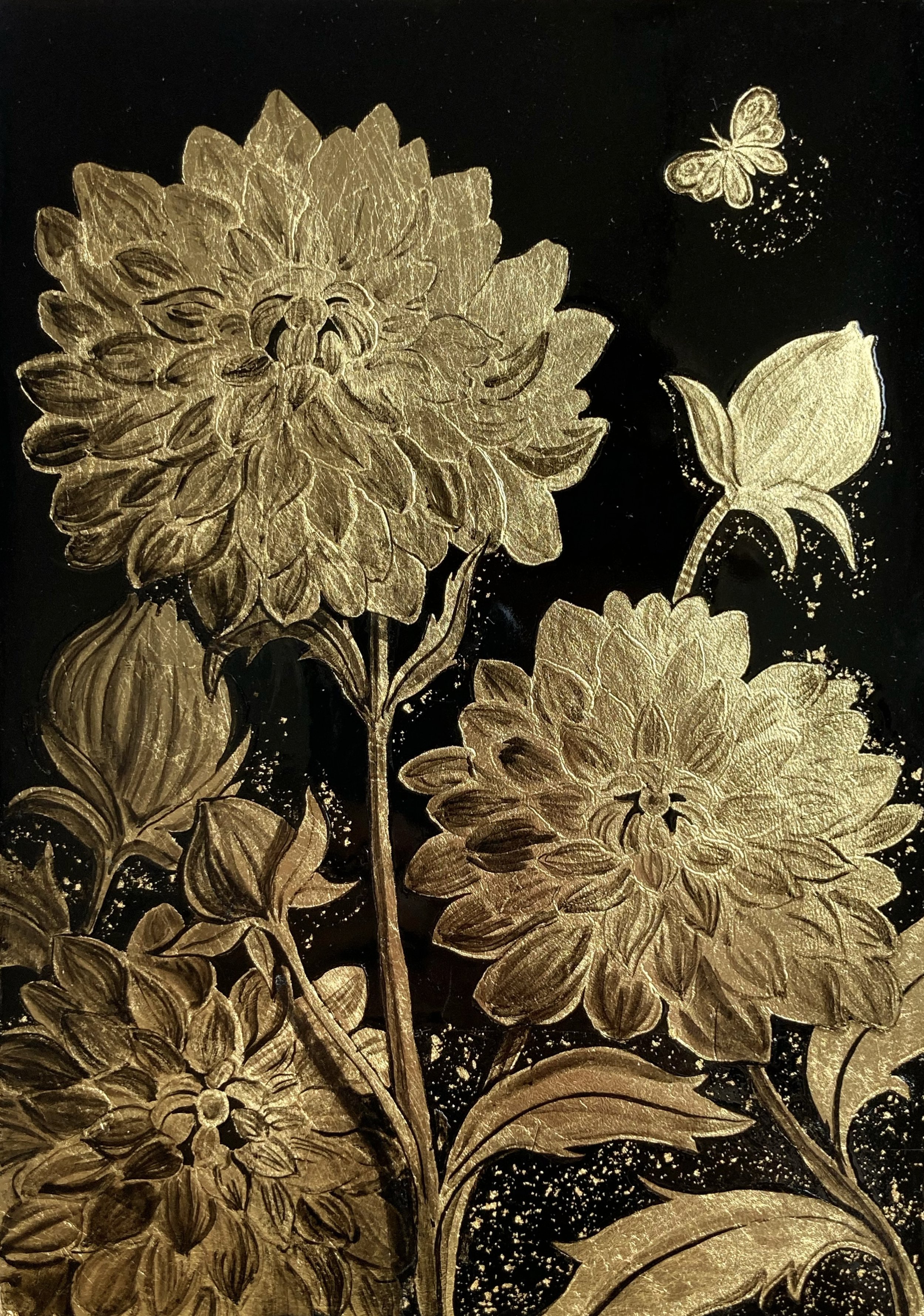 Detail of a Japanned dahlia.