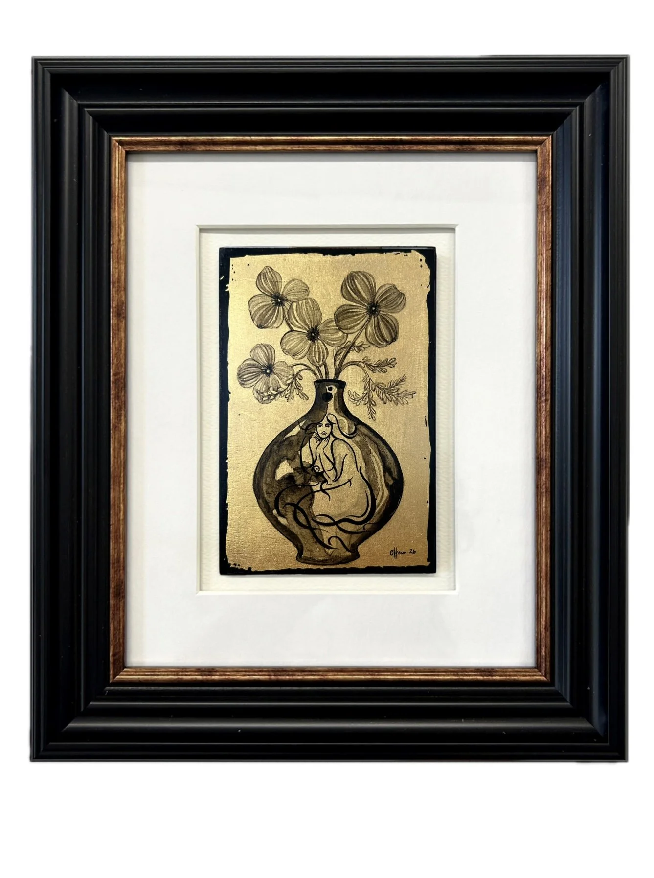 Penelope, 10 x 15cm, 23.5 carat gold leaf and Indian ink on wood panel - £495 (framed 27.5 x 32.5cm) .jpg