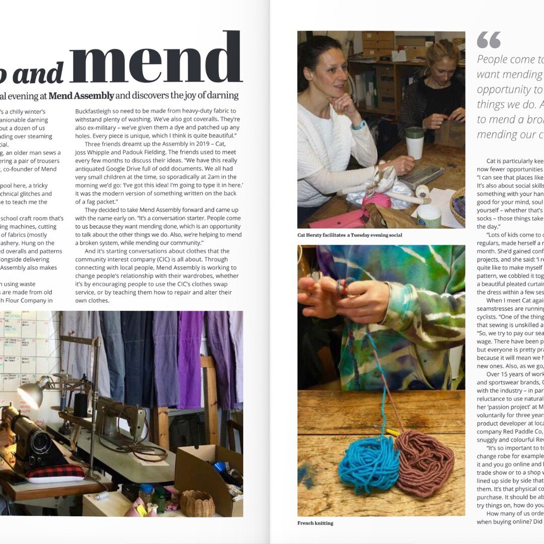 We're featured in the Spring AFWM Venture Magazine. Jane Fitzgerald joined us for one of our Tuesday sewing socials back at the end of 2022 to chat all things circular fashion and getting more people repairing and caring for their clothes. It's great