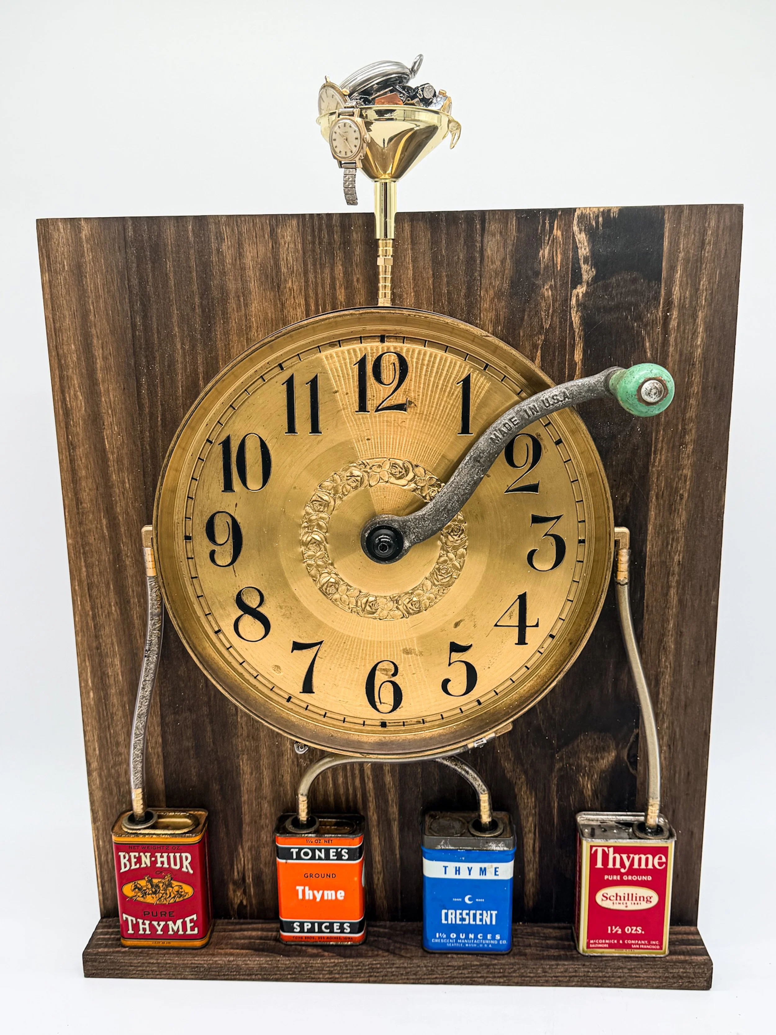 Thyme Machine. Found Object Sculpture, 22 X 16 X 5