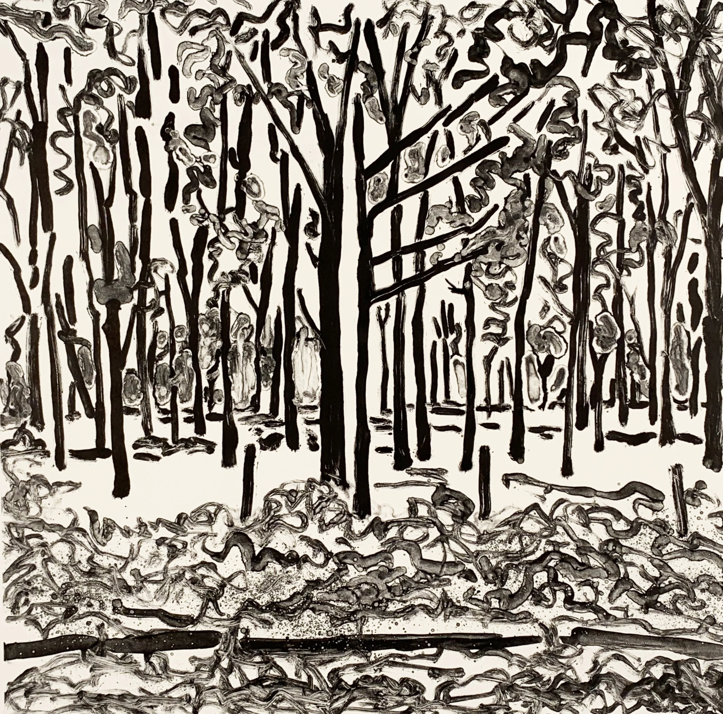 Between the Trees, Monotype, 20 x 20, $500