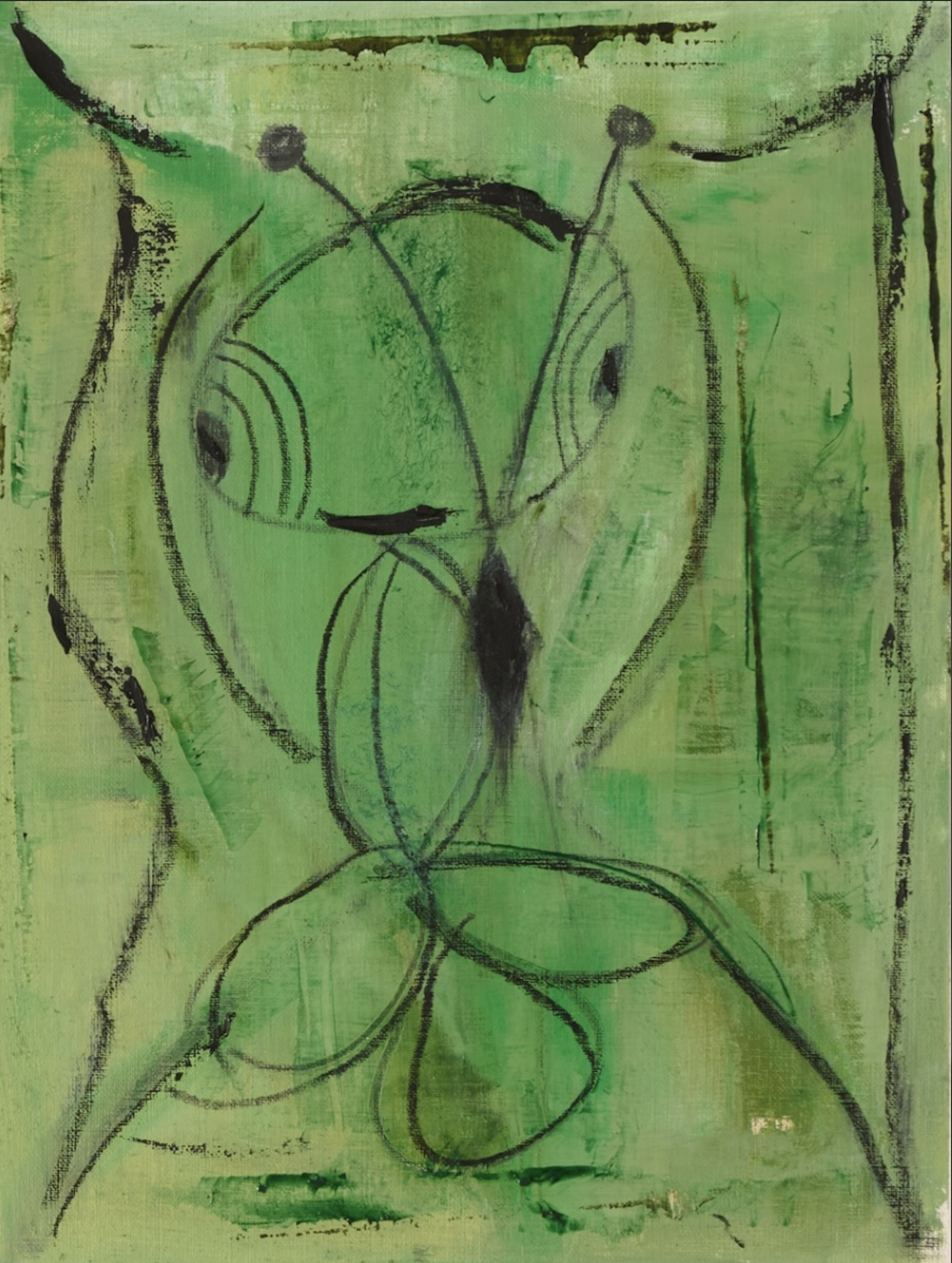 Bugsy in Green, Oil and Pencil on Paper, 11x14