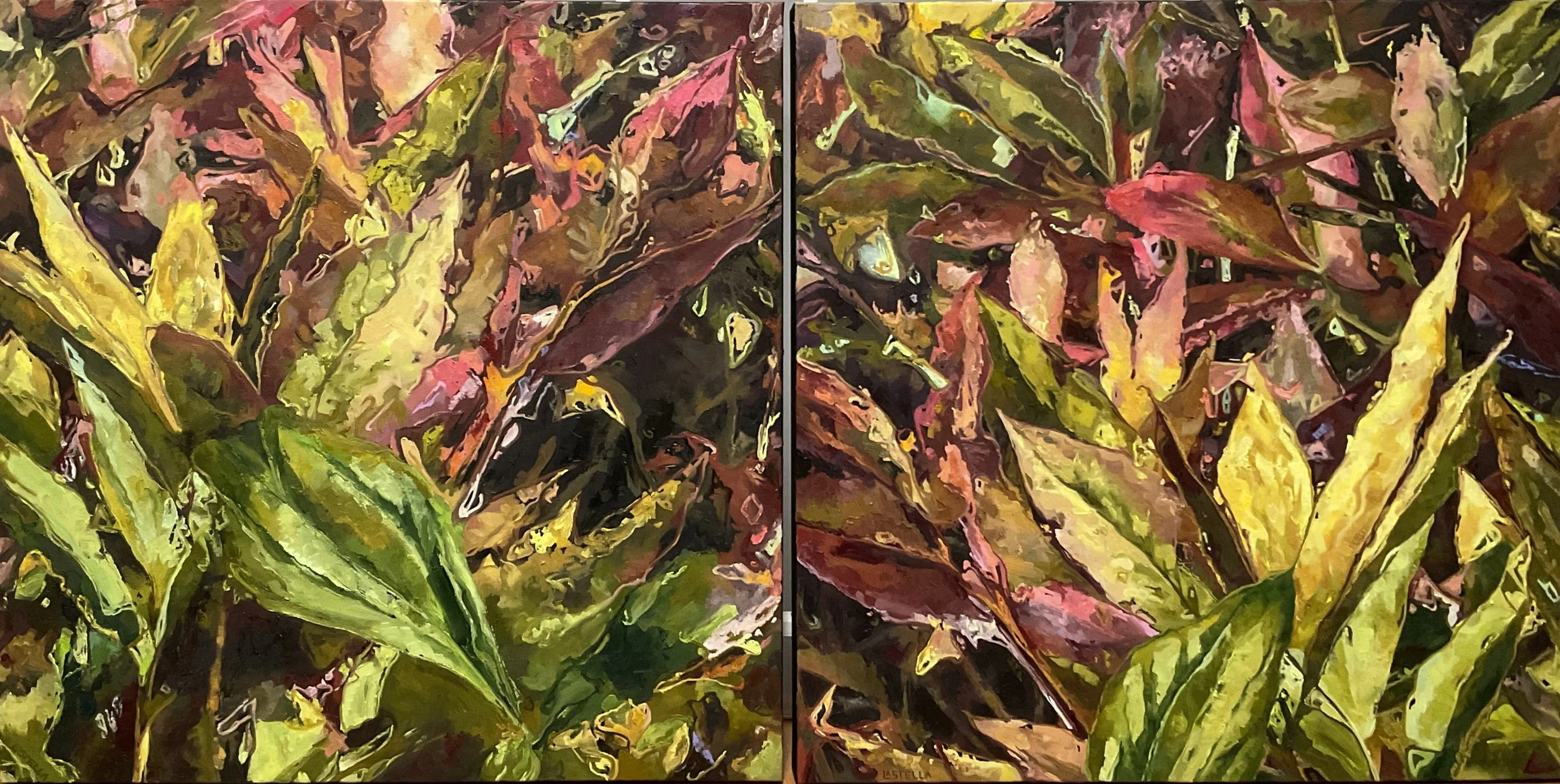 October Diptych 24x48 Oil on Canvas
