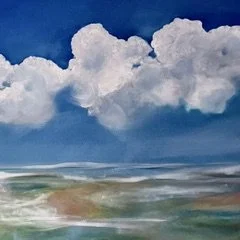 Cumulus Clouds on Seascape, oil on canvas, 36"x36"