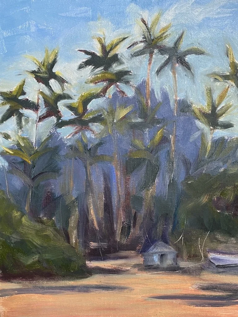 Flock of Palms, oil on panel, 9x12”, $240