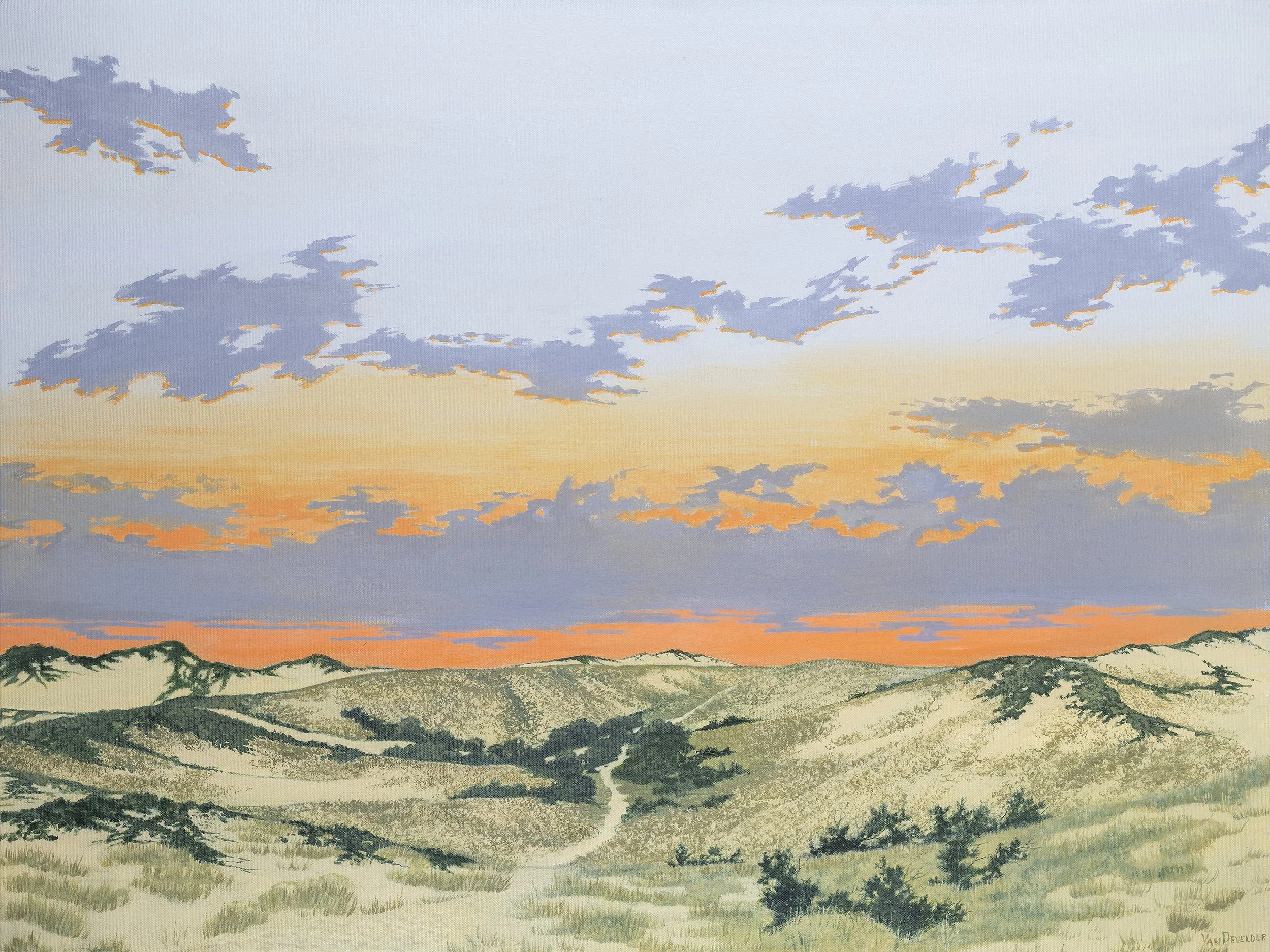 Sunset over the Provincelands, acrylic on canvas, 40"x30"