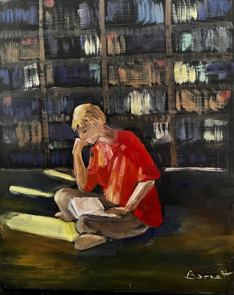 In the stacks, oil on panel, 12x16”, $360, SOLD