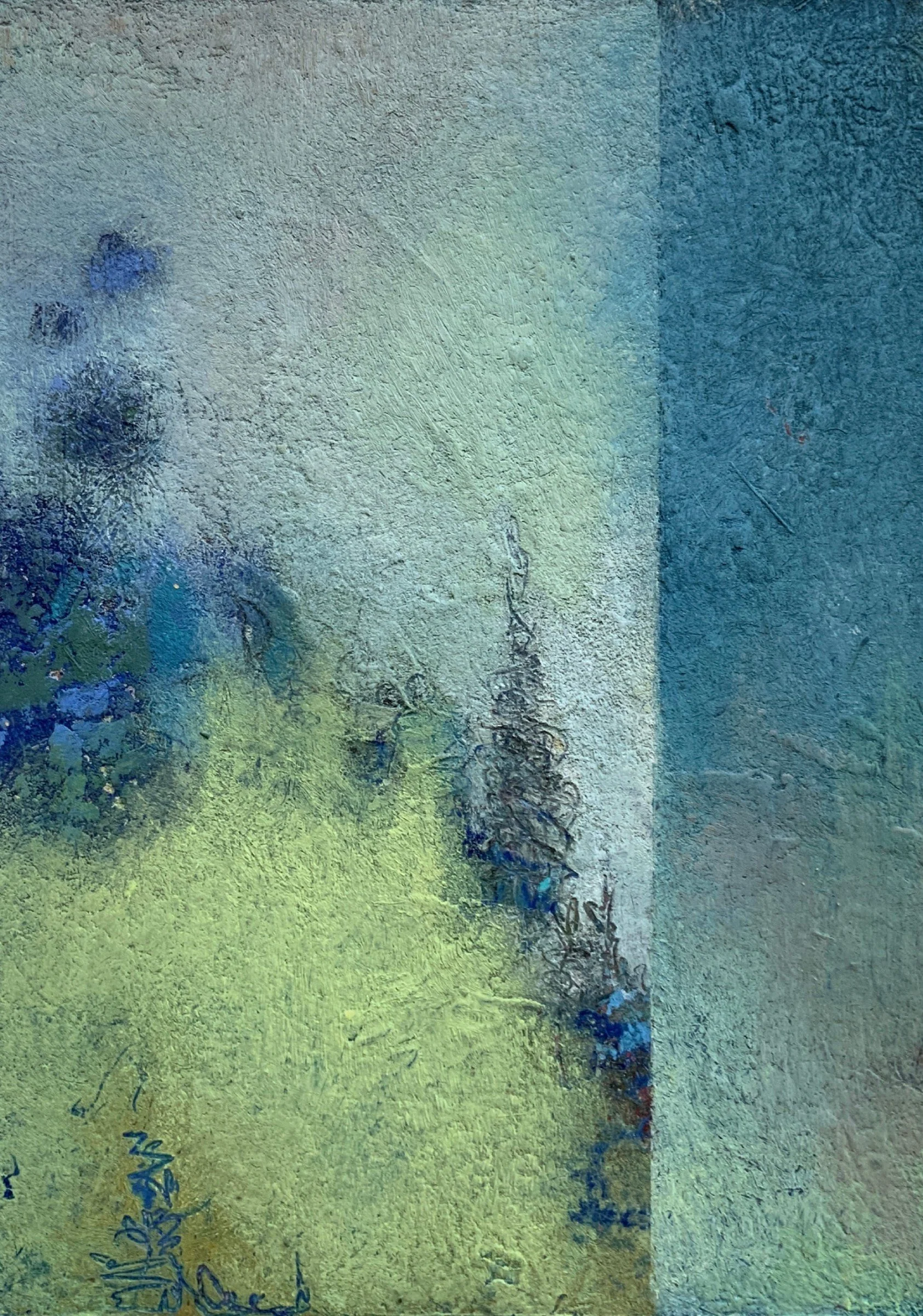 À la lisière (SOLD)
Oil and cold wax on arches oil paper
5” x 7”
