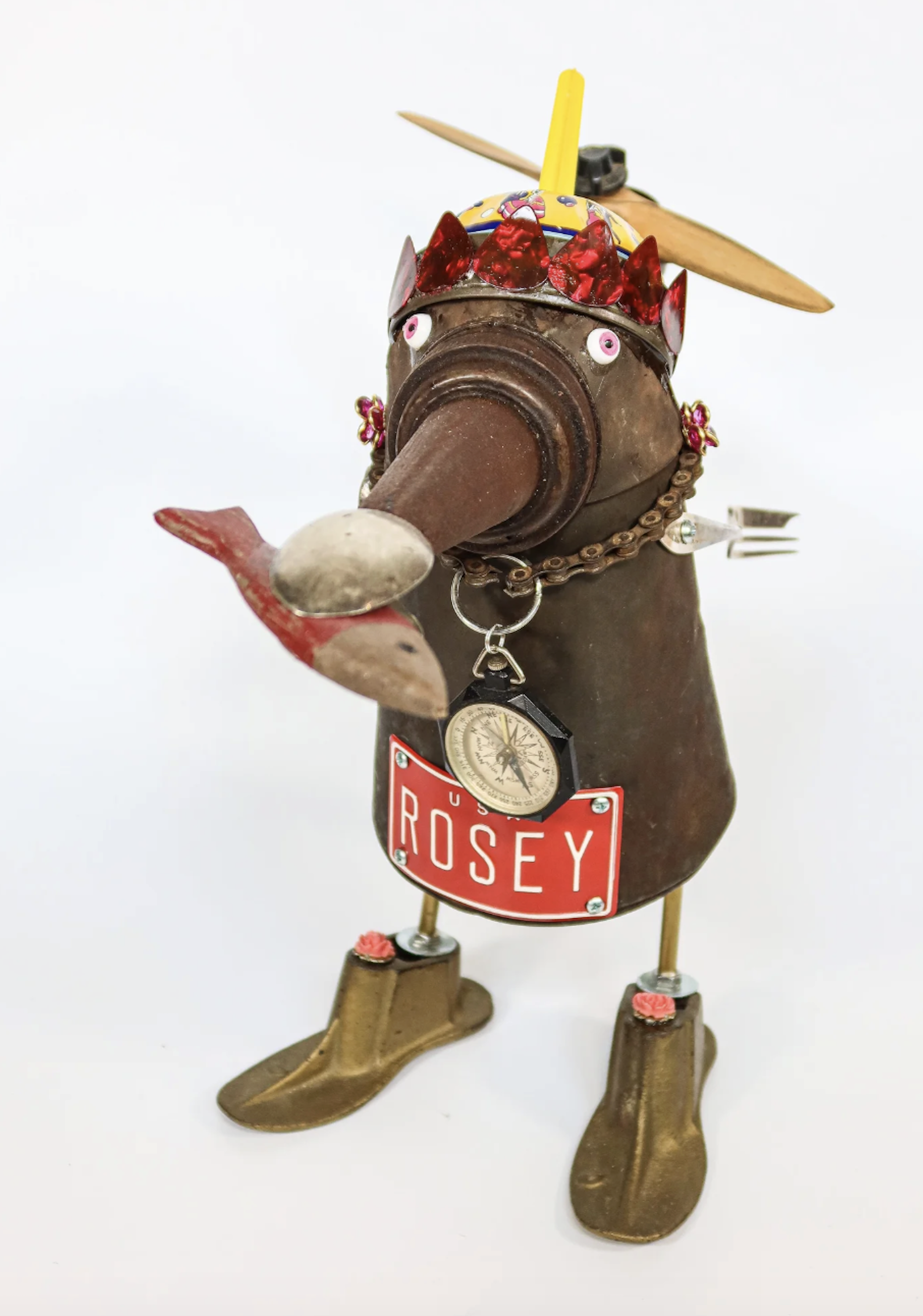 Rosey - Found Object Sculpture 20 x 12 x12