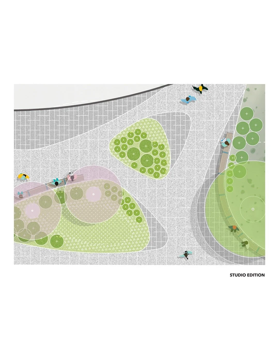 Looking ahead to blooms and informal conversations in the sun.

Concept study for the plaza at @westtownschool Center for the Living Arts, showing how planting, seating, and paving shape moments of connection and movement.

___
#landscapearchitecture