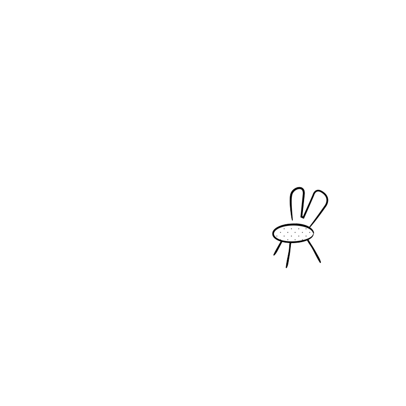minimal black and white outline cafe chairs animated graphic with a cheerful vibe