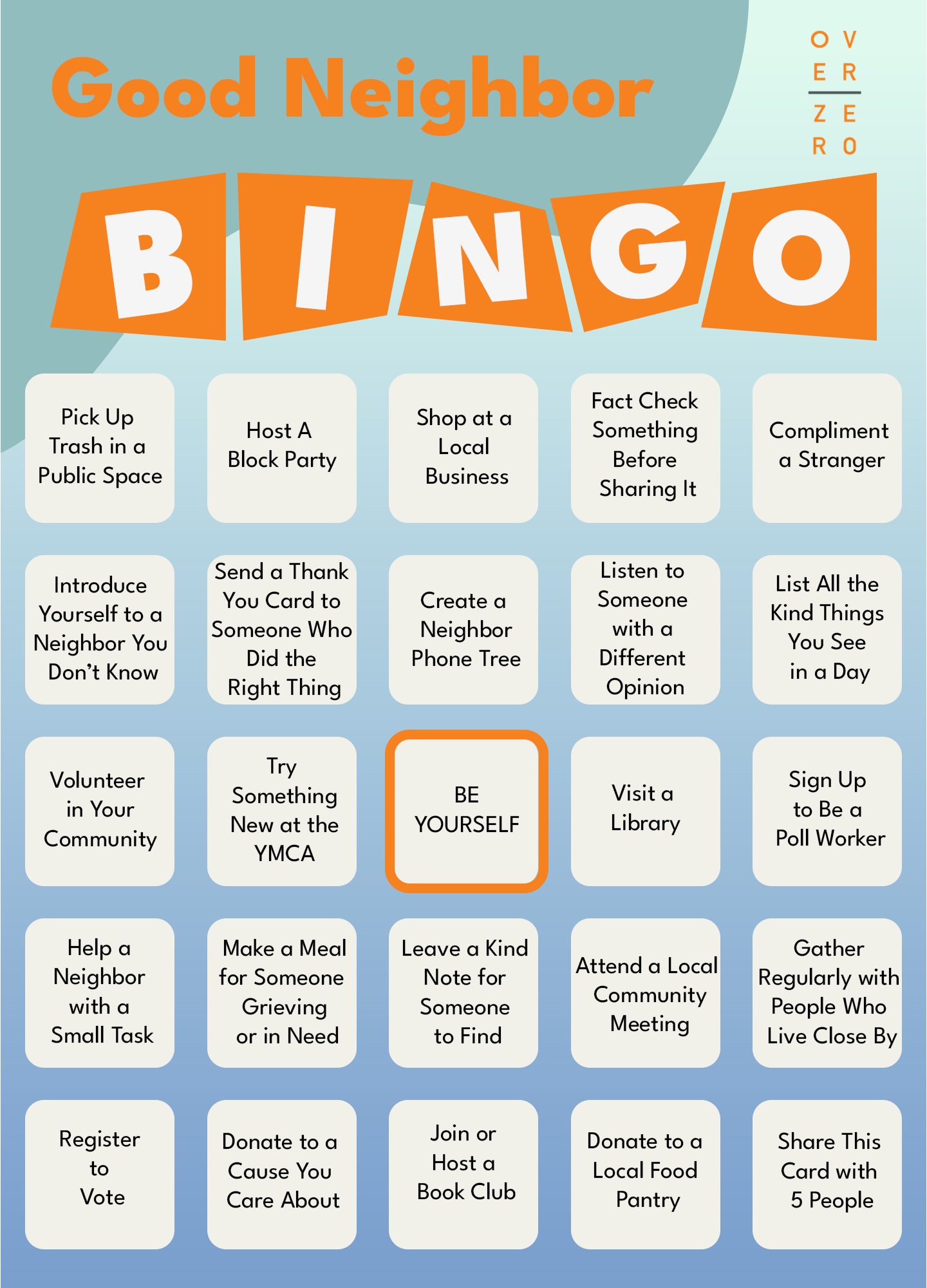 Templates for Action: Good Neighbor Bingo Cards