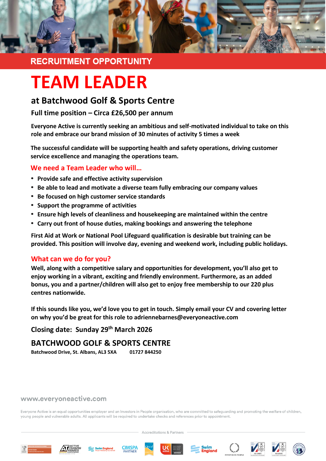 Batchwood Team Leader St Albans Hertfordshire