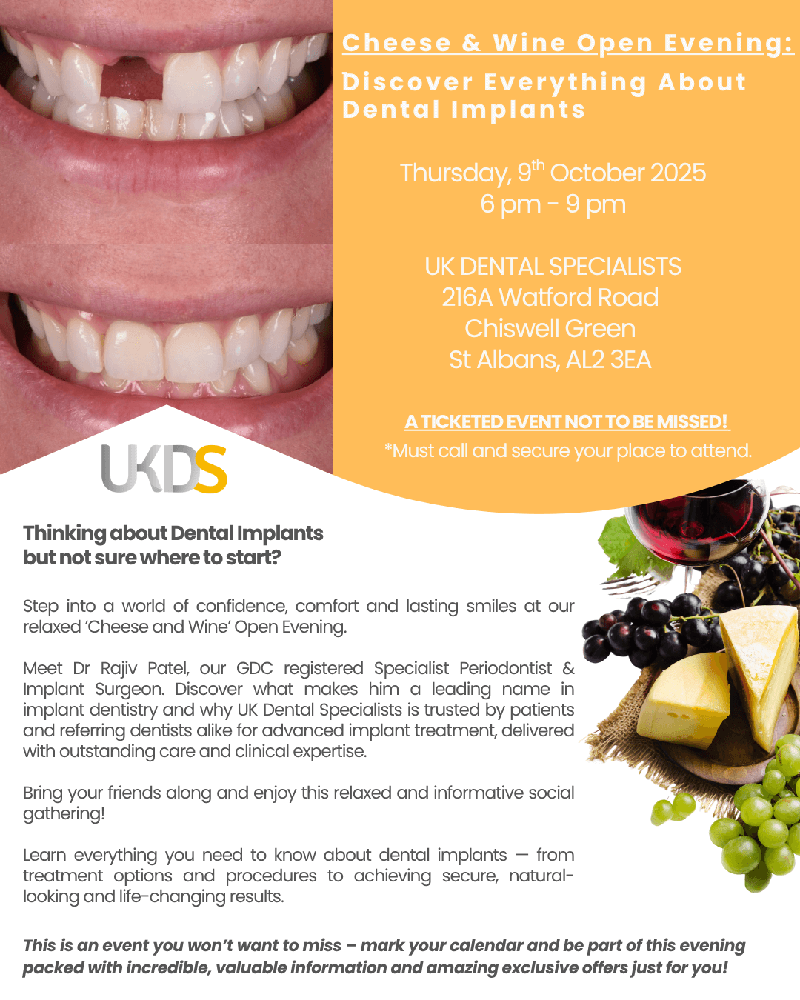 Discover Everything About Dental Implants: Cheese and Wine Open Evening