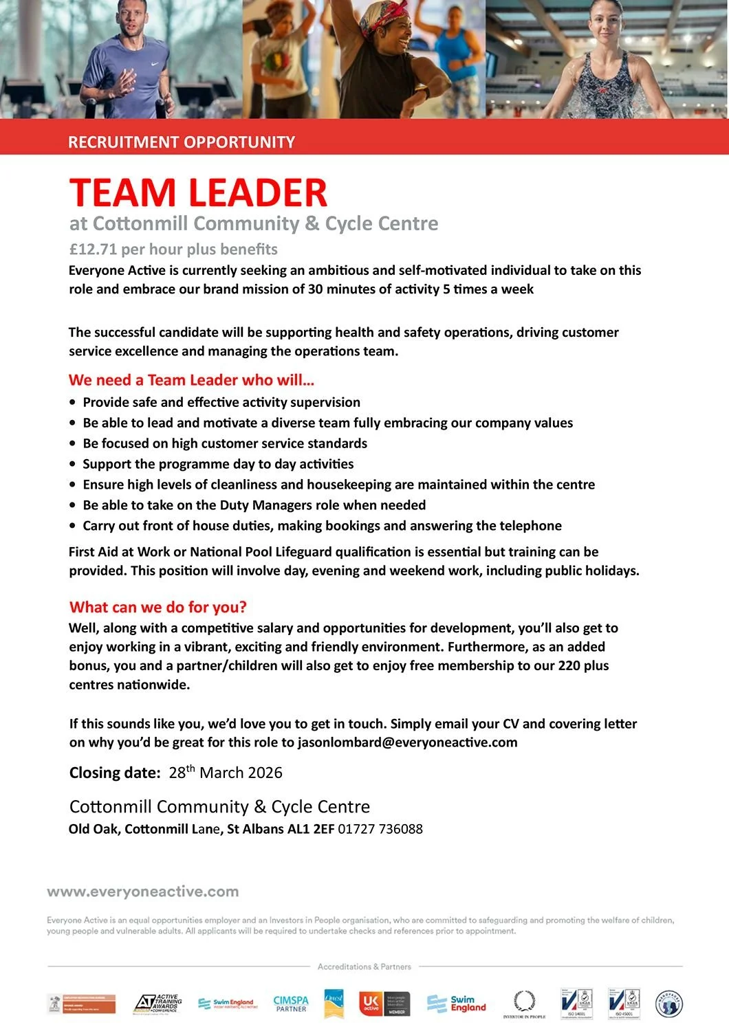 Team Leader Role @ Everyone Active Cottonmill