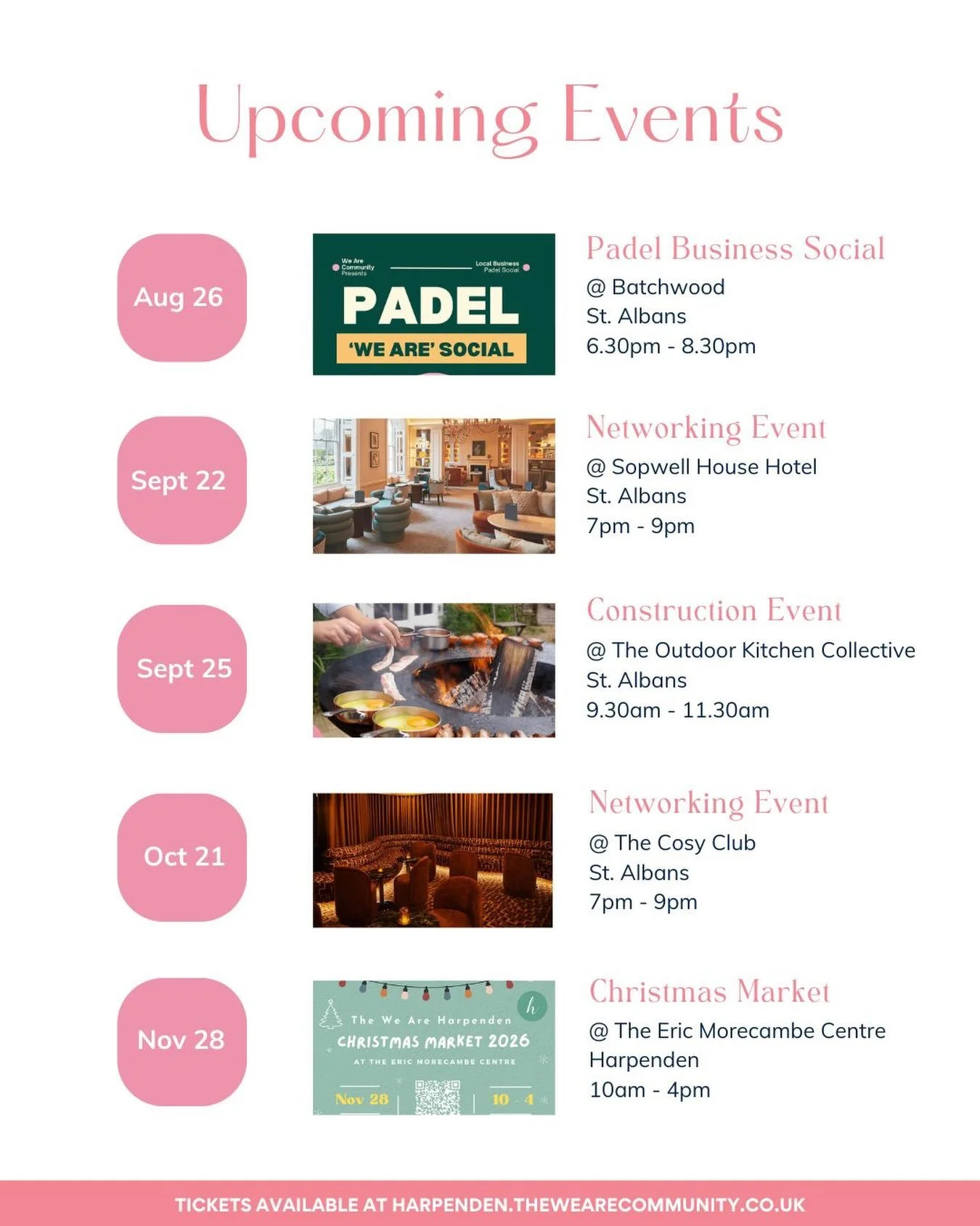 ✨ You&rsquo;re invited ✨

Whether you&rsquo;re a business owner, freelancer, creative, entrepreneur or simply looking to connect with like-minded people, we&rsquo;d love to welcome you to one of our upcoming We Are Community events.
🤝
Our networking