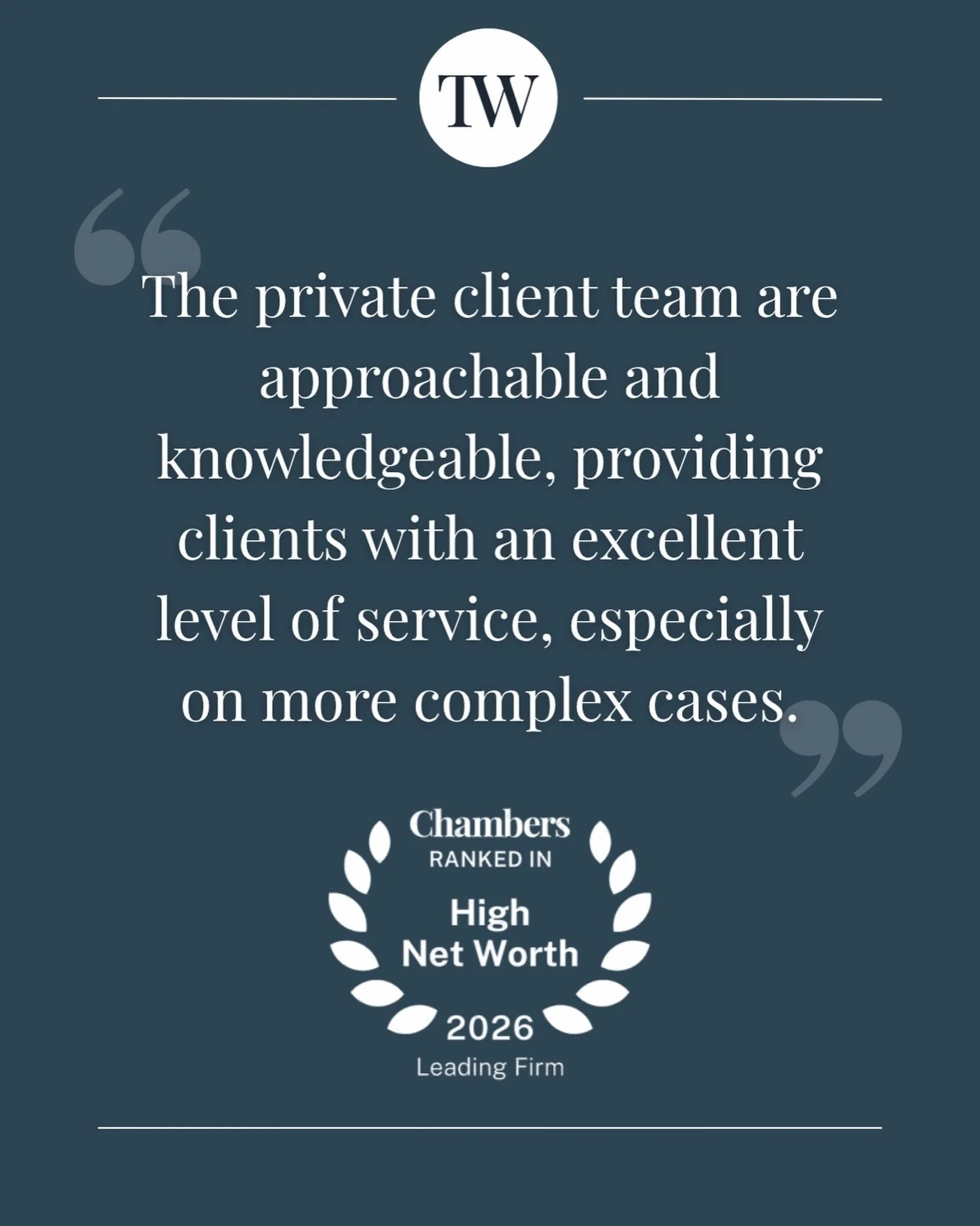 We are delighted to share that our member @twsolicitors and their Private Client team has once again been ranked amongst the best in the latest @chambersandpartners guide.
🎖️
Rankings like these don&rsquo;t happen by chance. They reflect hard work, 