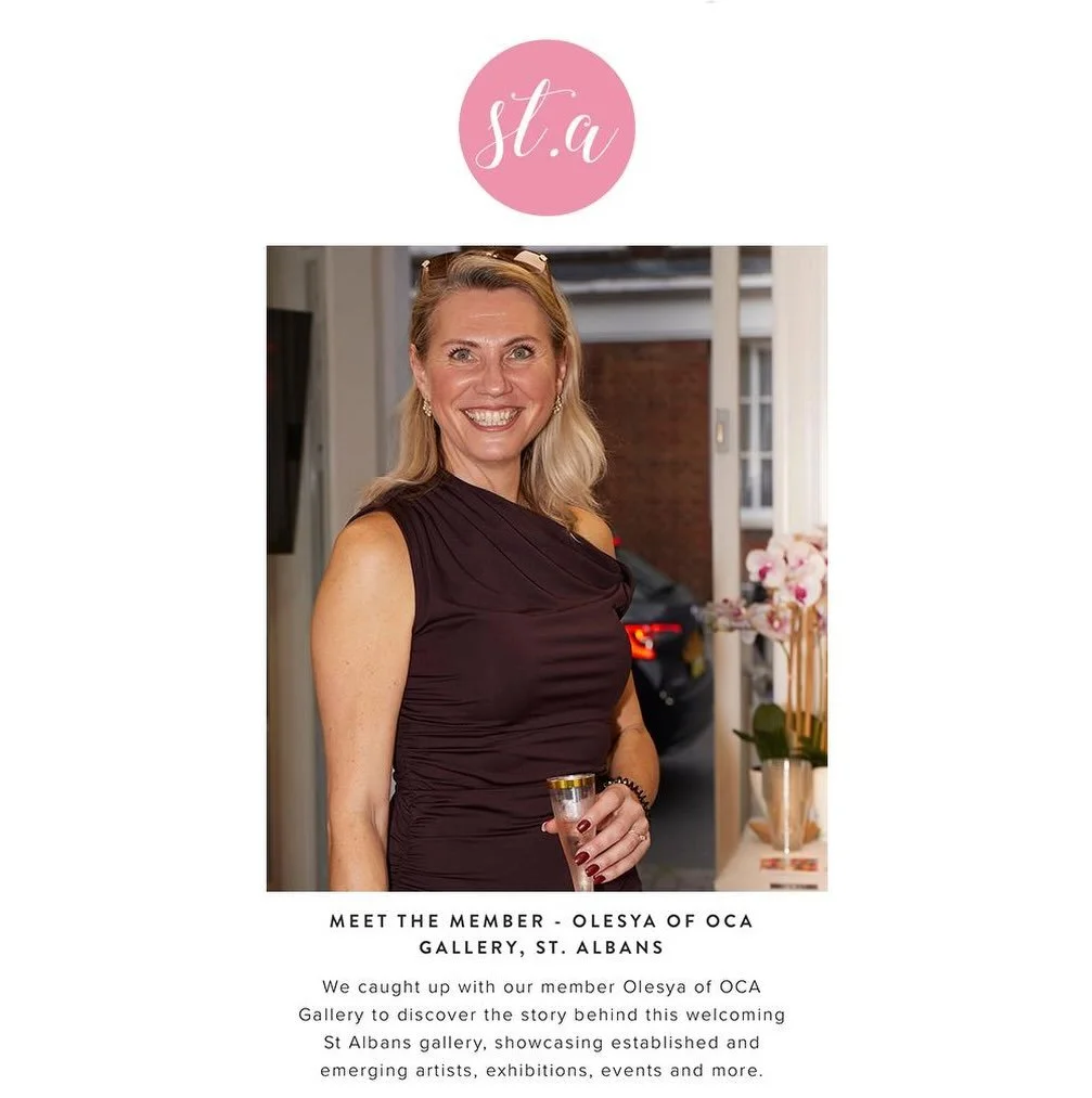 ✨Meet the Member ✨

We caught up with our member Olesya, from OCA Gallery to discover the story behind this welcoming St Albans art gallery, showcasing established and emerging artists alongside bespoke framing, art consultancy, exhibitions, events a