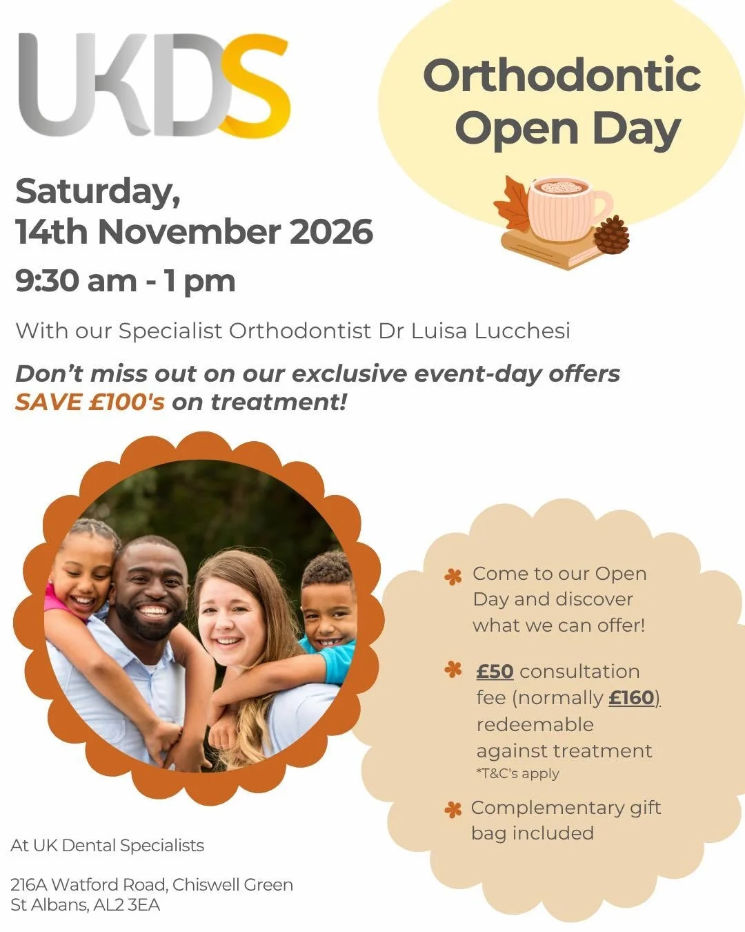 🦷 Orthodontic Open Day &ndash; Saturday 14th November 2026! 🦷 

Join our member @ukdentalspecialists from 9:30am&ndash;1pm for their Orthodontic Open Day with specialist orthodontist Dr Luisa Lucchesi. Discover your options for a healthier, more co