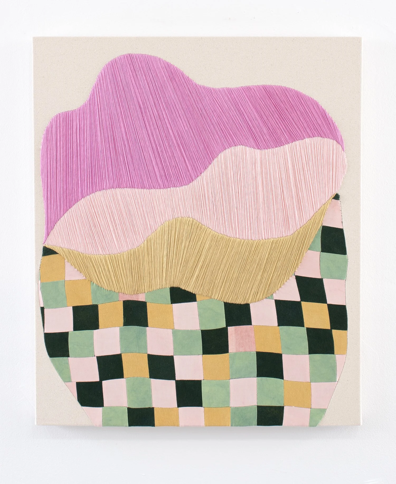 The Shore, 2025, Embroidery, hand dyed fabric, and canvas, 24 x 20 inches