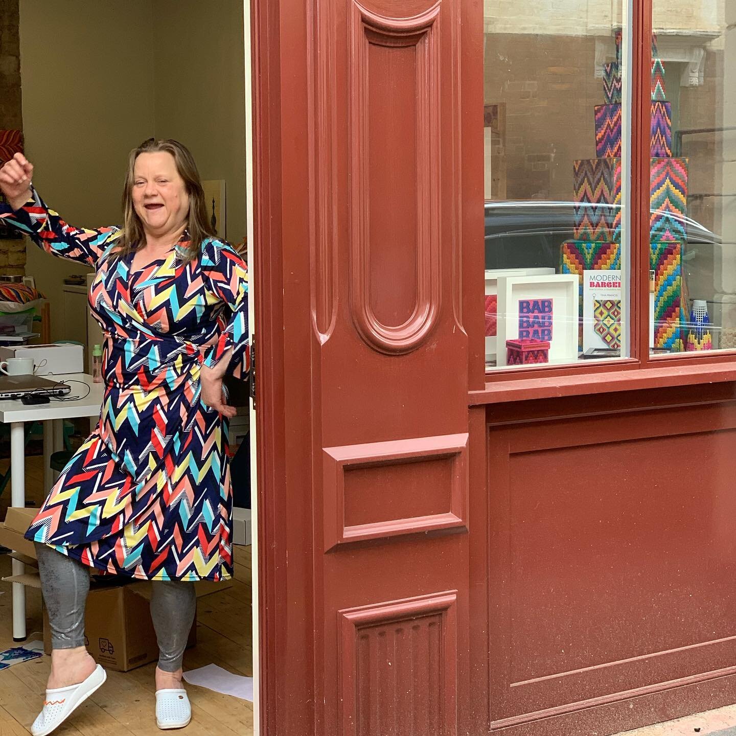 As we begin to emerge and tentatively plan we realised we never celebrated the launch of Qtrmstr Tina&rsquo;s debut book! 

This is Tina posing in her Regent Street studio at The Hive. If you pass by her window you&rsquo;ll see all the bargello goodn